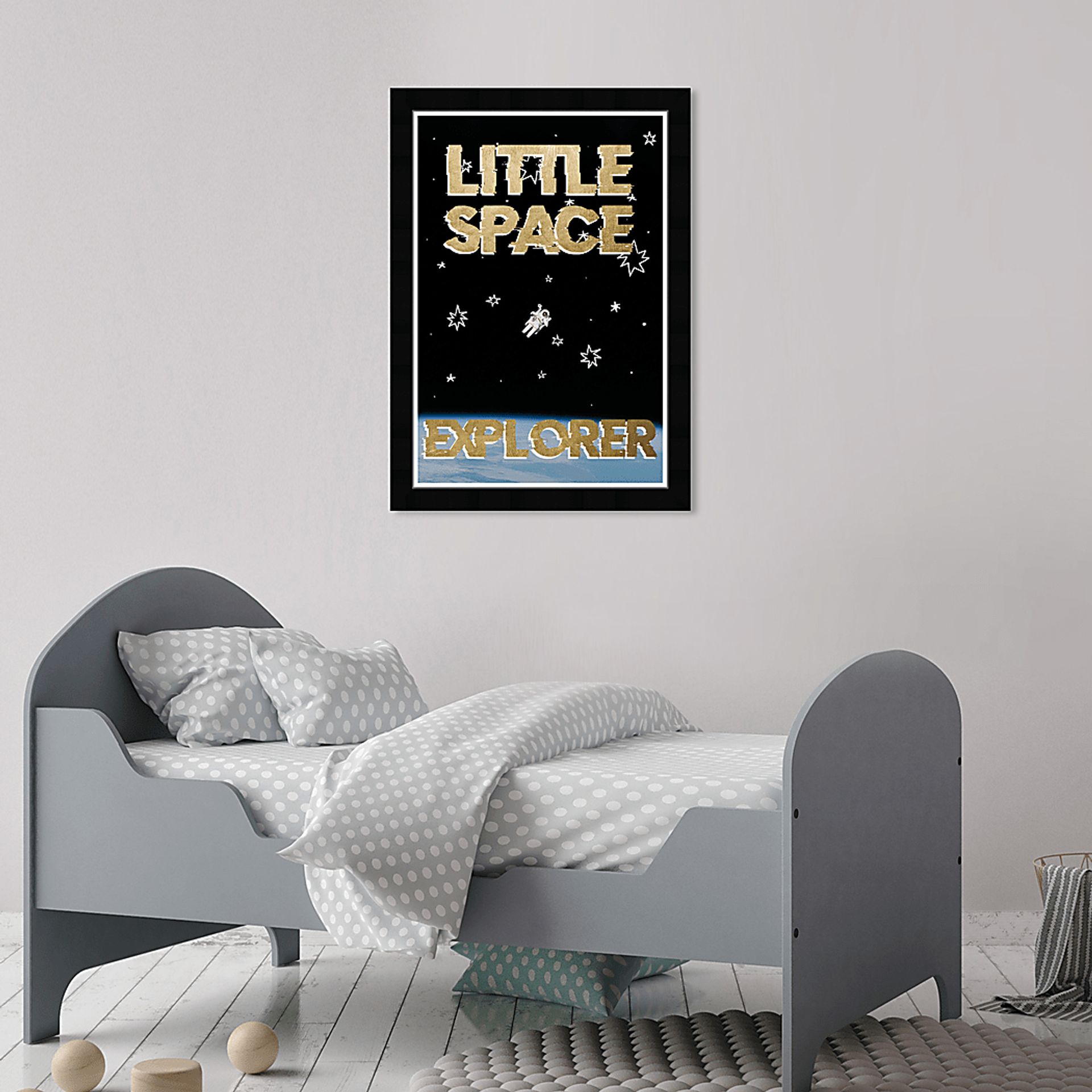 Kids Little Space Child Black Wall Art - Image 3