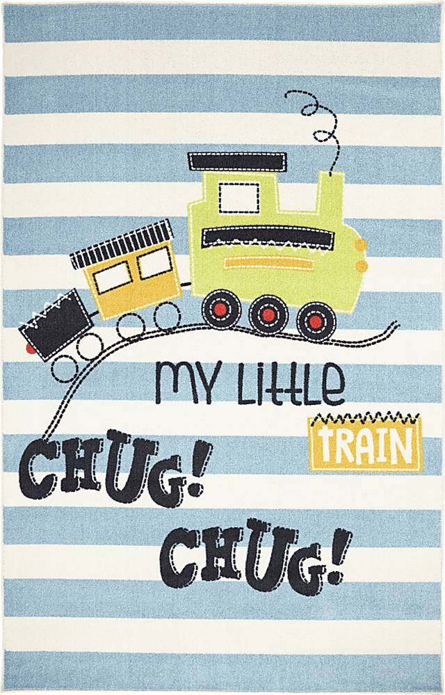 Kids Little Tracks Blue 5' x 8' Rug - Thumbnail - Image 1