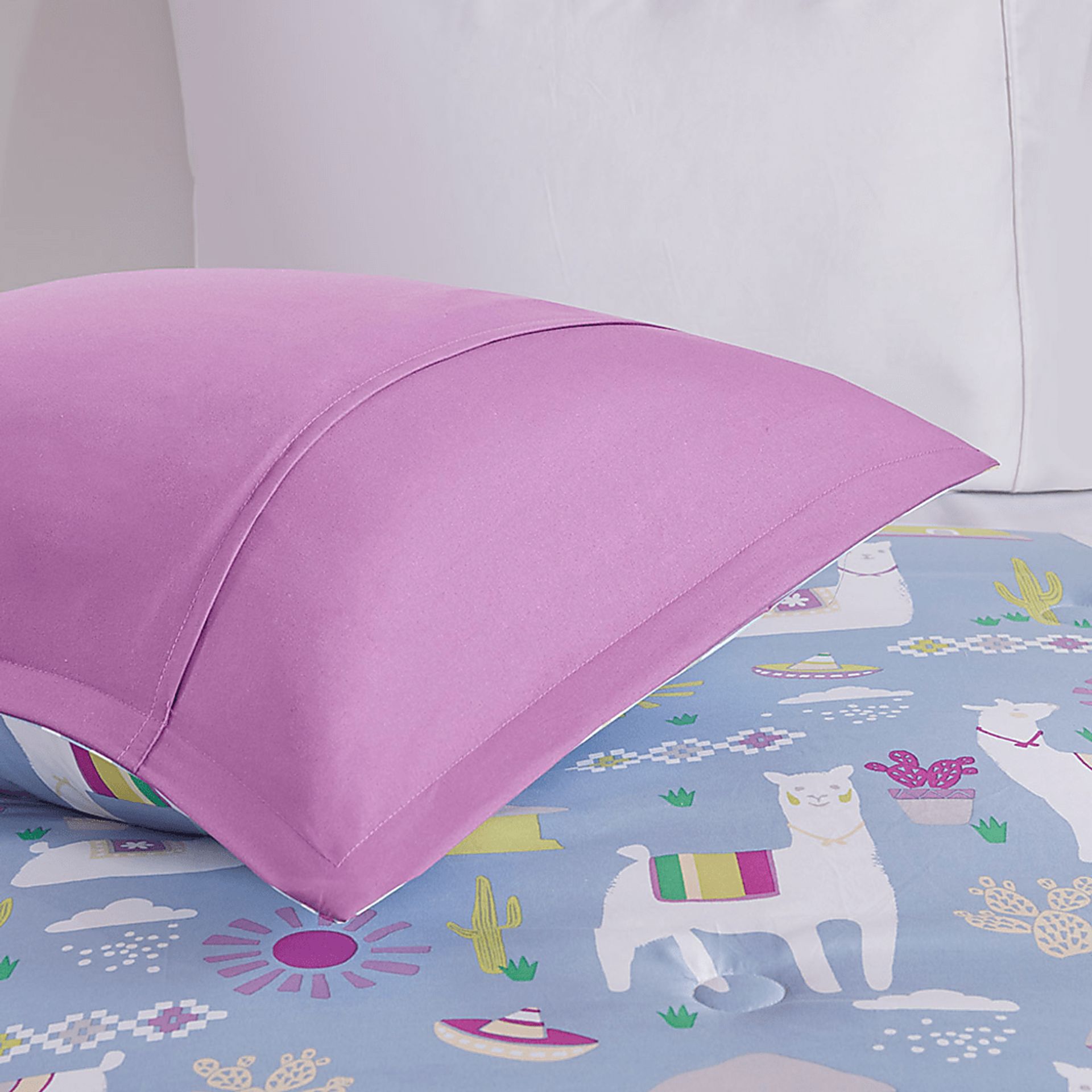Kids Llama Picnic Lavender 4 Pc Full/Queen Comforter Set - Image 7