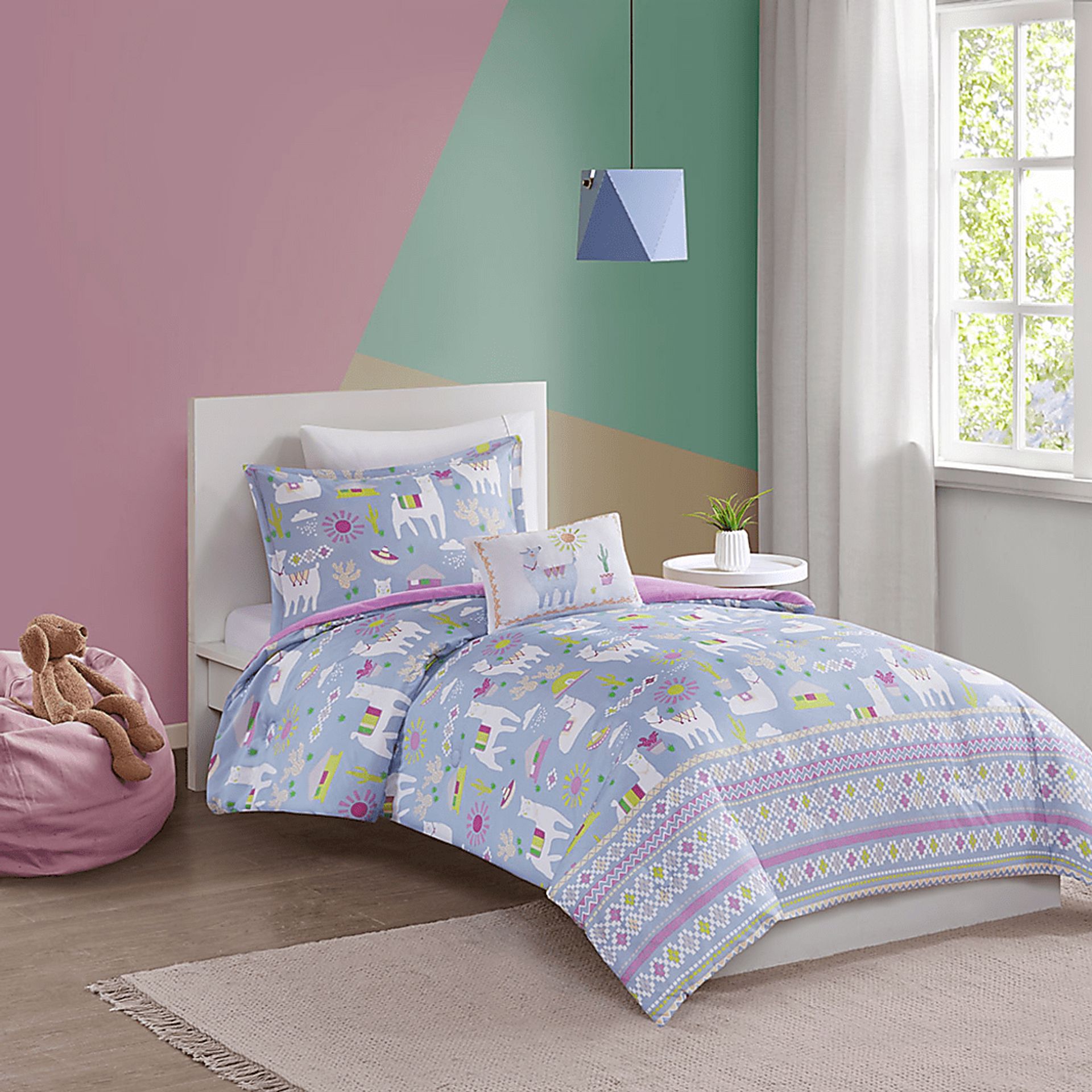 Kids Llama Picnic Lavender 4 Pc Full/Queen Comforter Set - Image 8