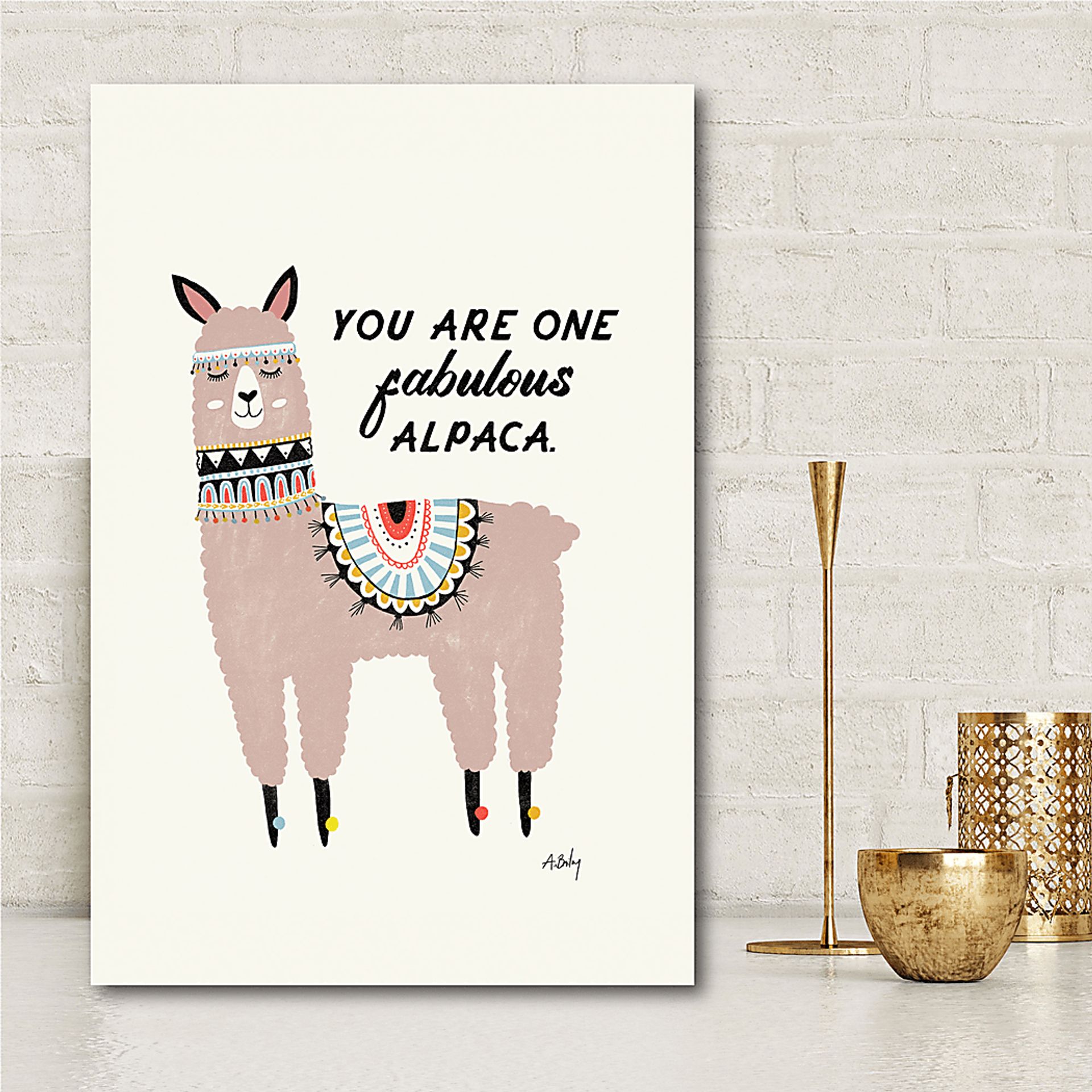Kids Llama Pose White Artwork - Image 2