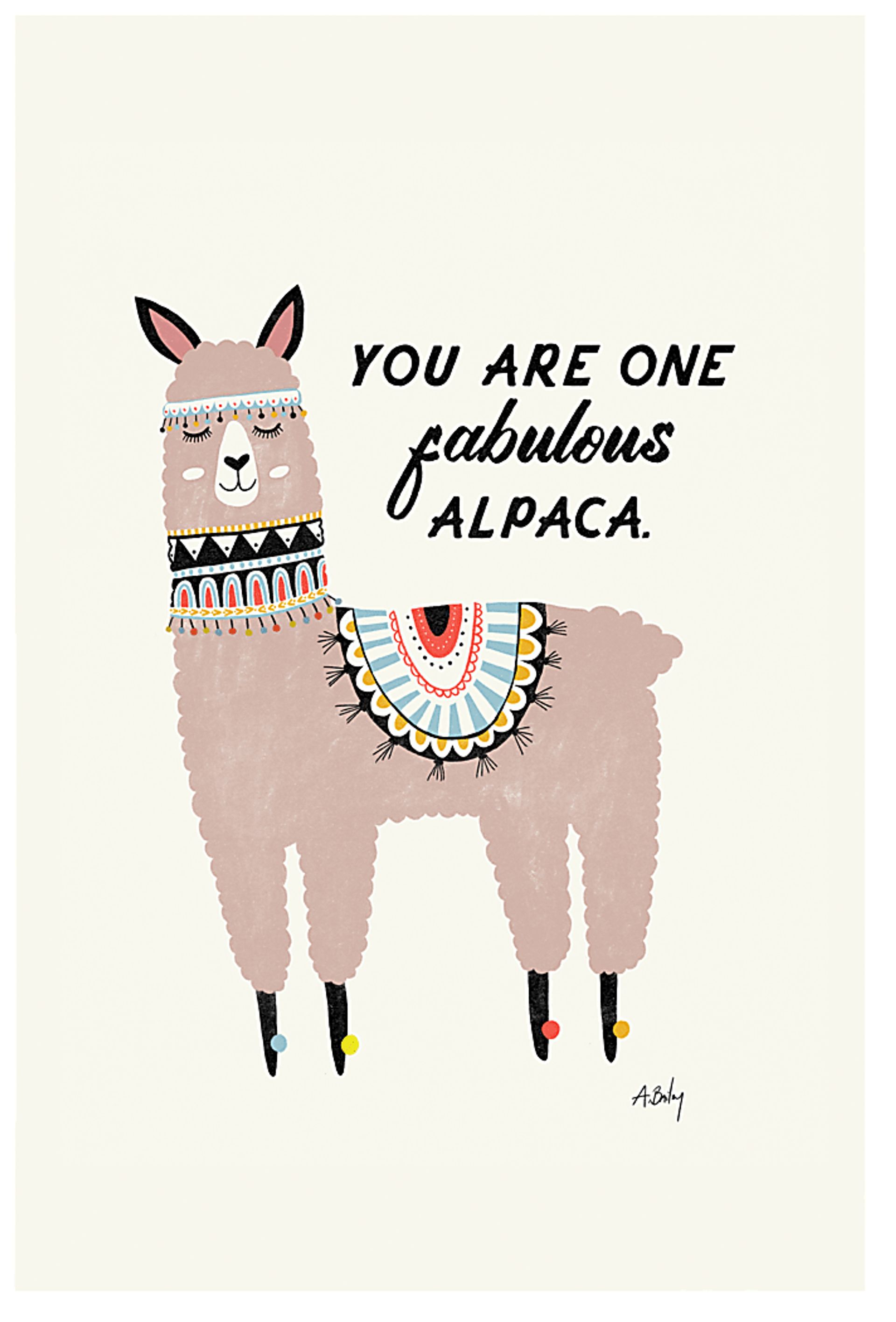 Kids Llama Pose White Artwork - Image 1
