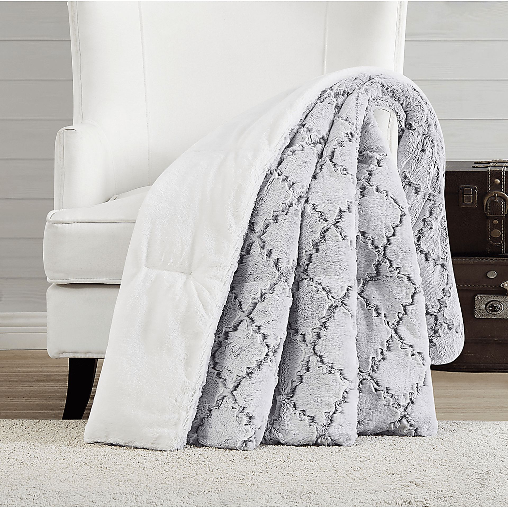 Kids Lorvo Gray Faux Fur Throw - Image 2