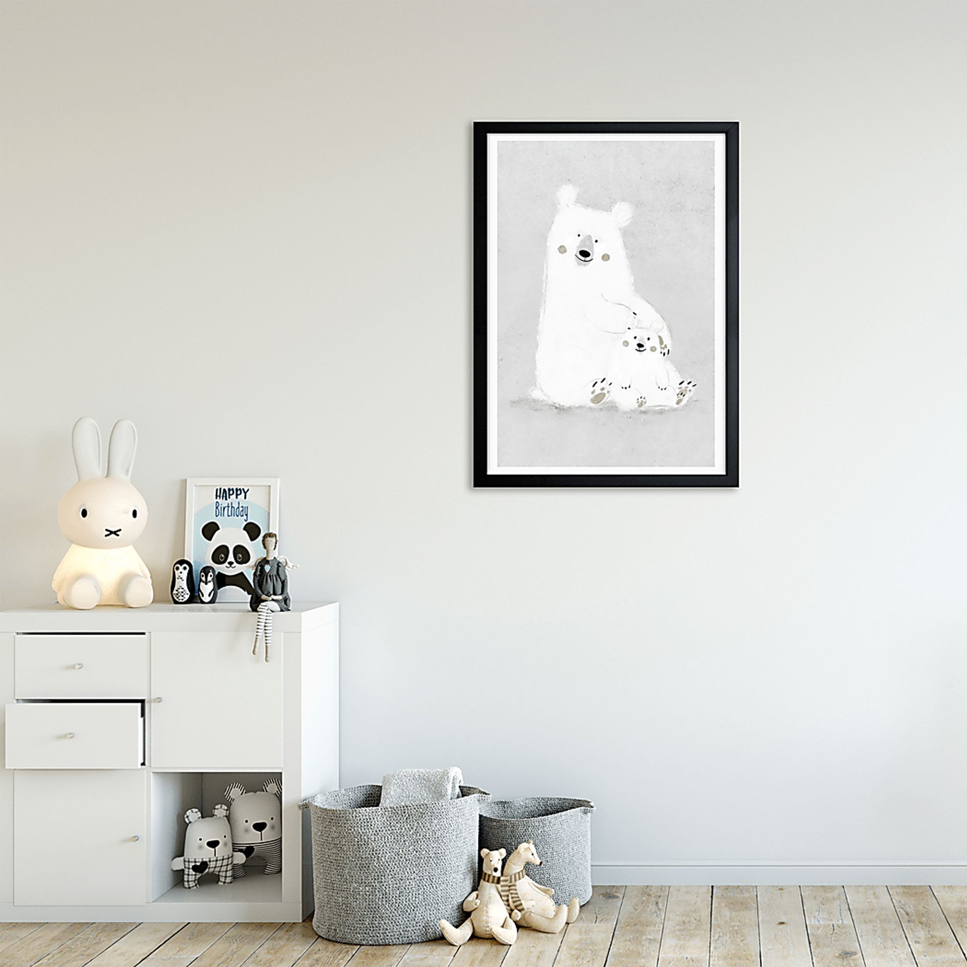 Kids Loving Bear Family Gray Wall Art - Image 3