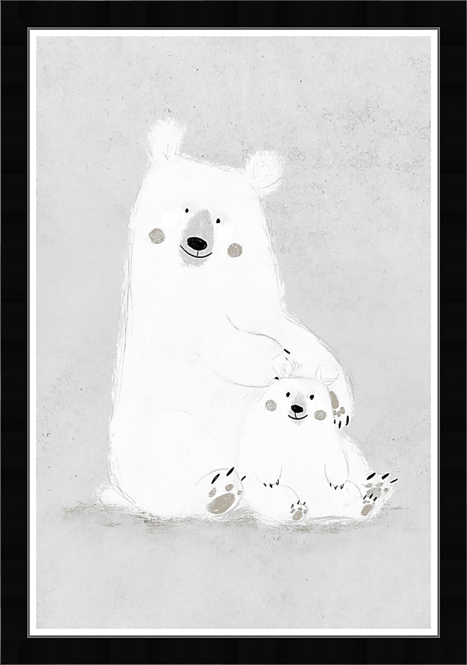 Kids Loving Bear Family Gray Wall Art - Image 1