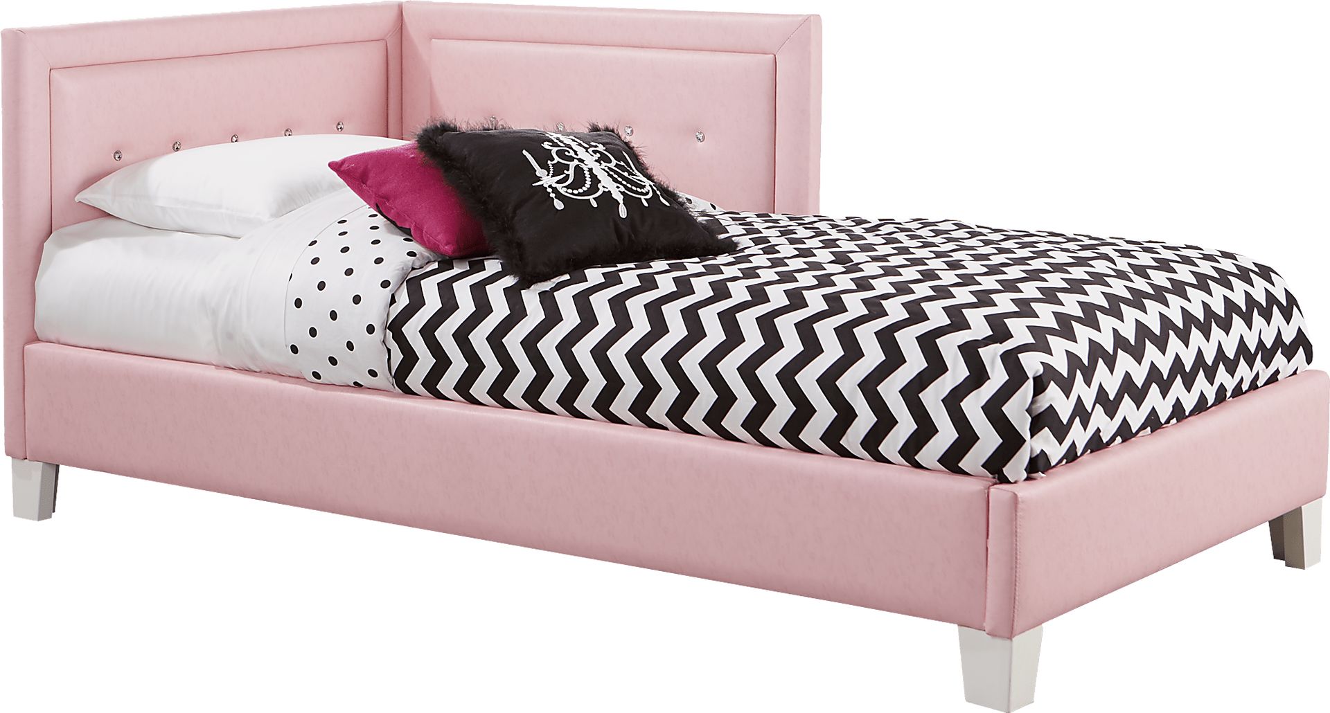Kids Lucie Pink 3 Pc Twin Corner Bed - Image 1