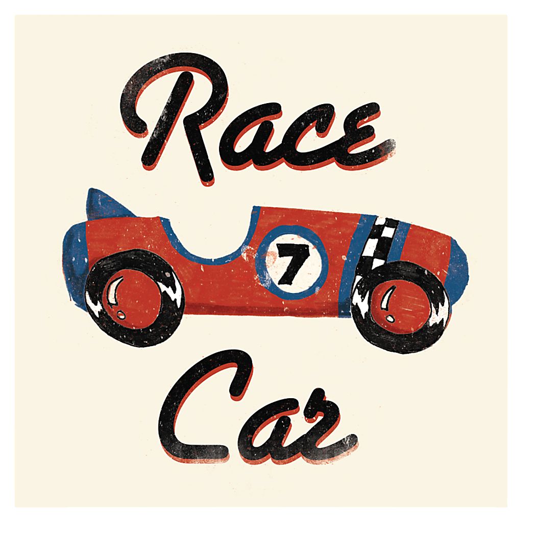 Kids Lucky Race Car Red Artwork