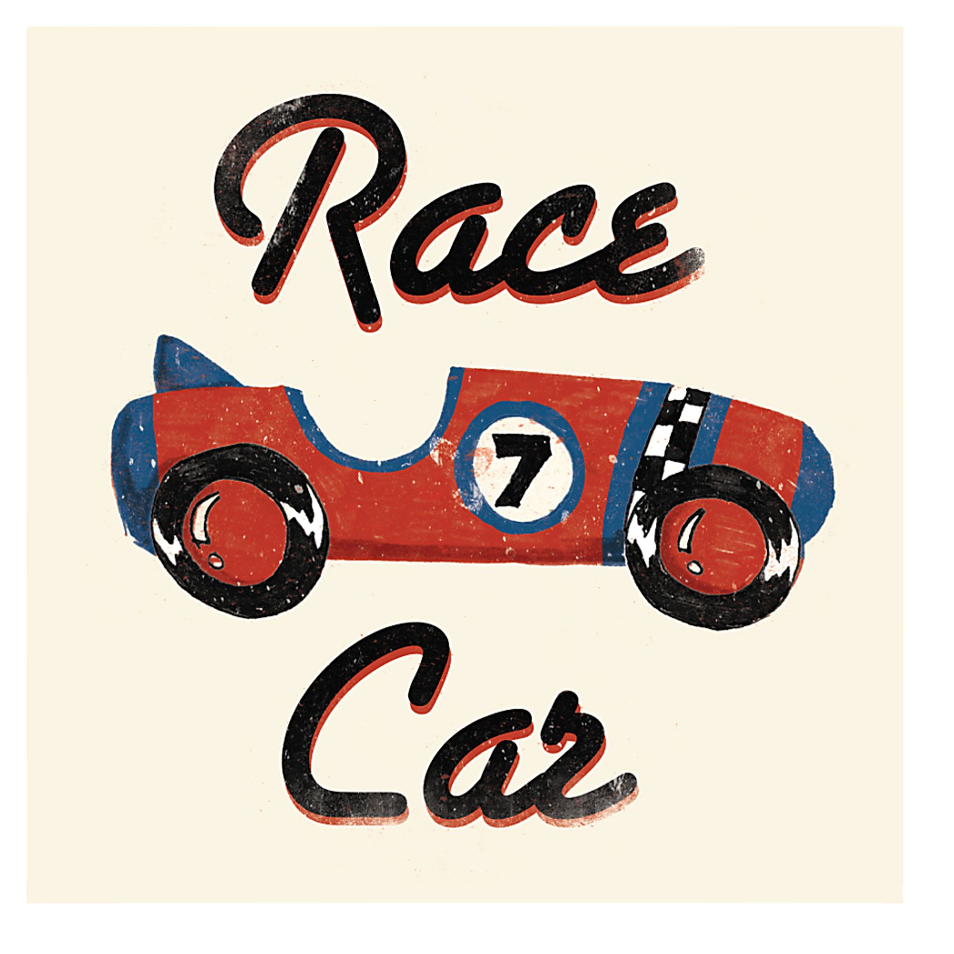 Kids Lucky Race Car Red Artwork - Image 1