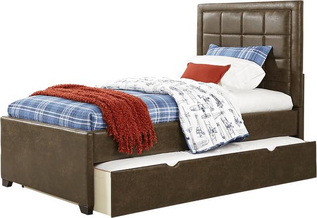 Kids Lugo Brown 4 Pc Twin Upholstered Bed with Storage Trundle - Thumbnail - Image 2
