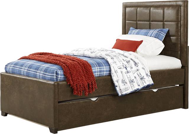 Kids Lugo Brown 4 Pc Twin Upholstered Bed with Storage Trundle - Thumbnail - Image 1