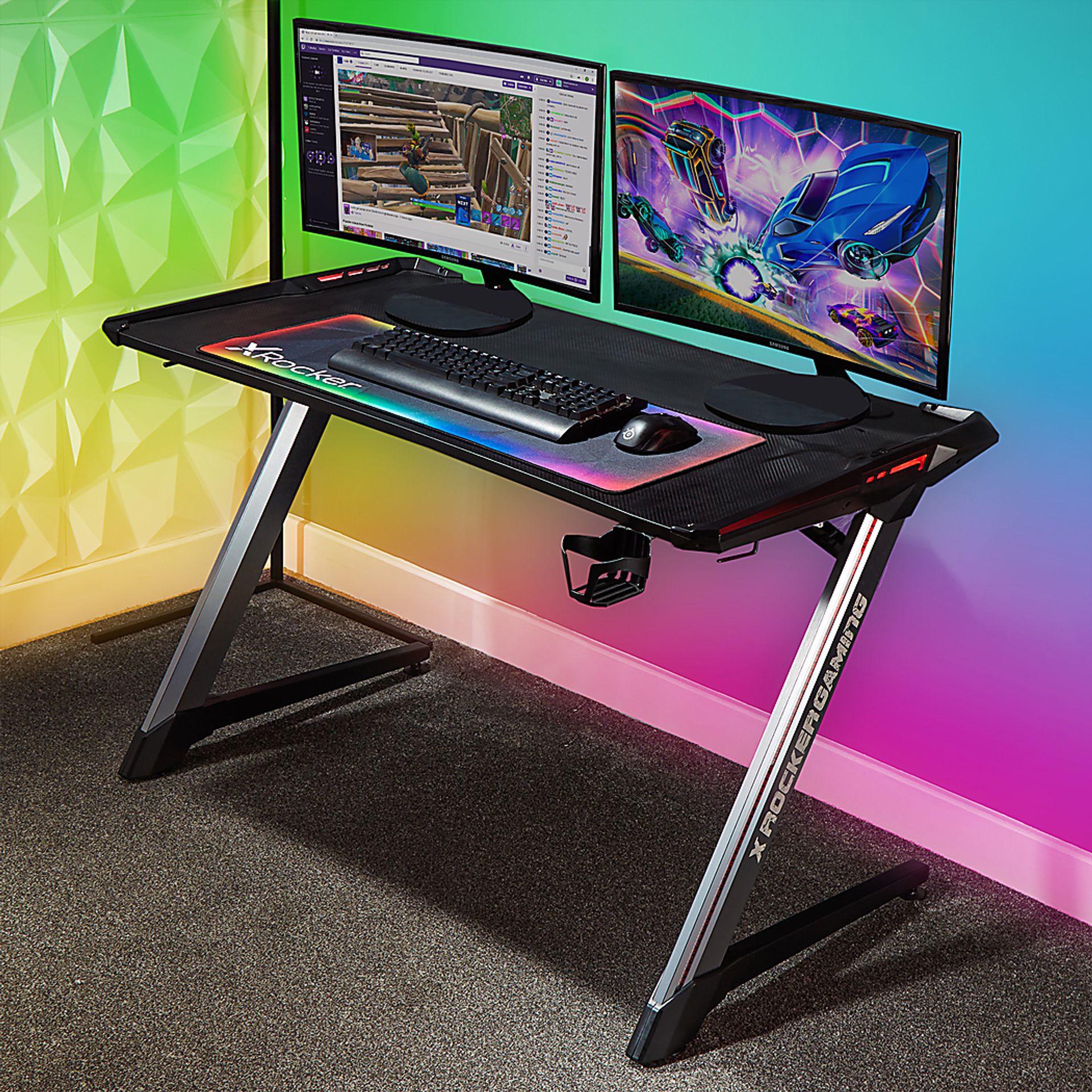 Lynox Black/Silver PC Gaming Desk - Image 8