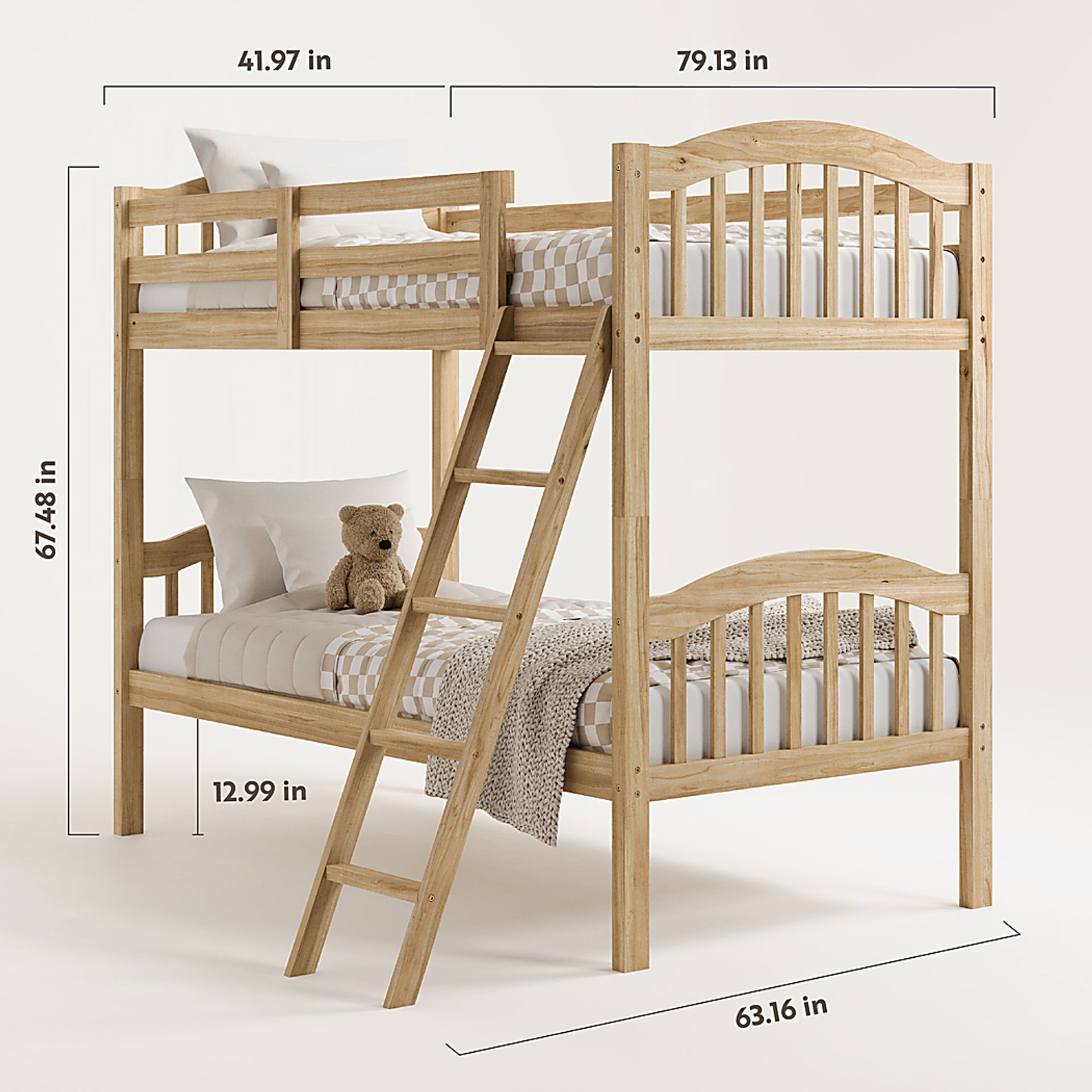 Kids Maglo Natural Twin/Twin Bunk Bed - Image 3