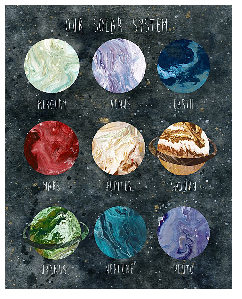 Kids Magnificent Planets Gray Artwork