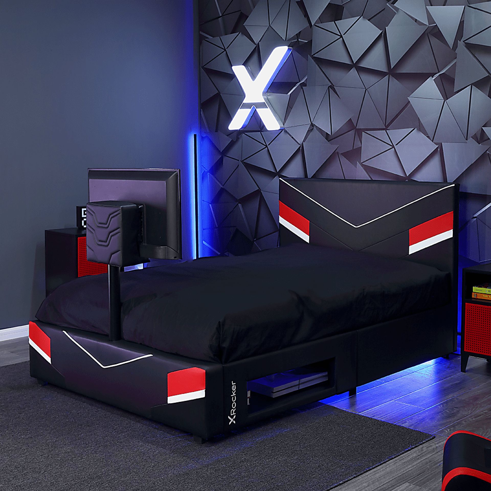 Kids Mahine II Black Full Gaming Bed with TV Mount - Image 4