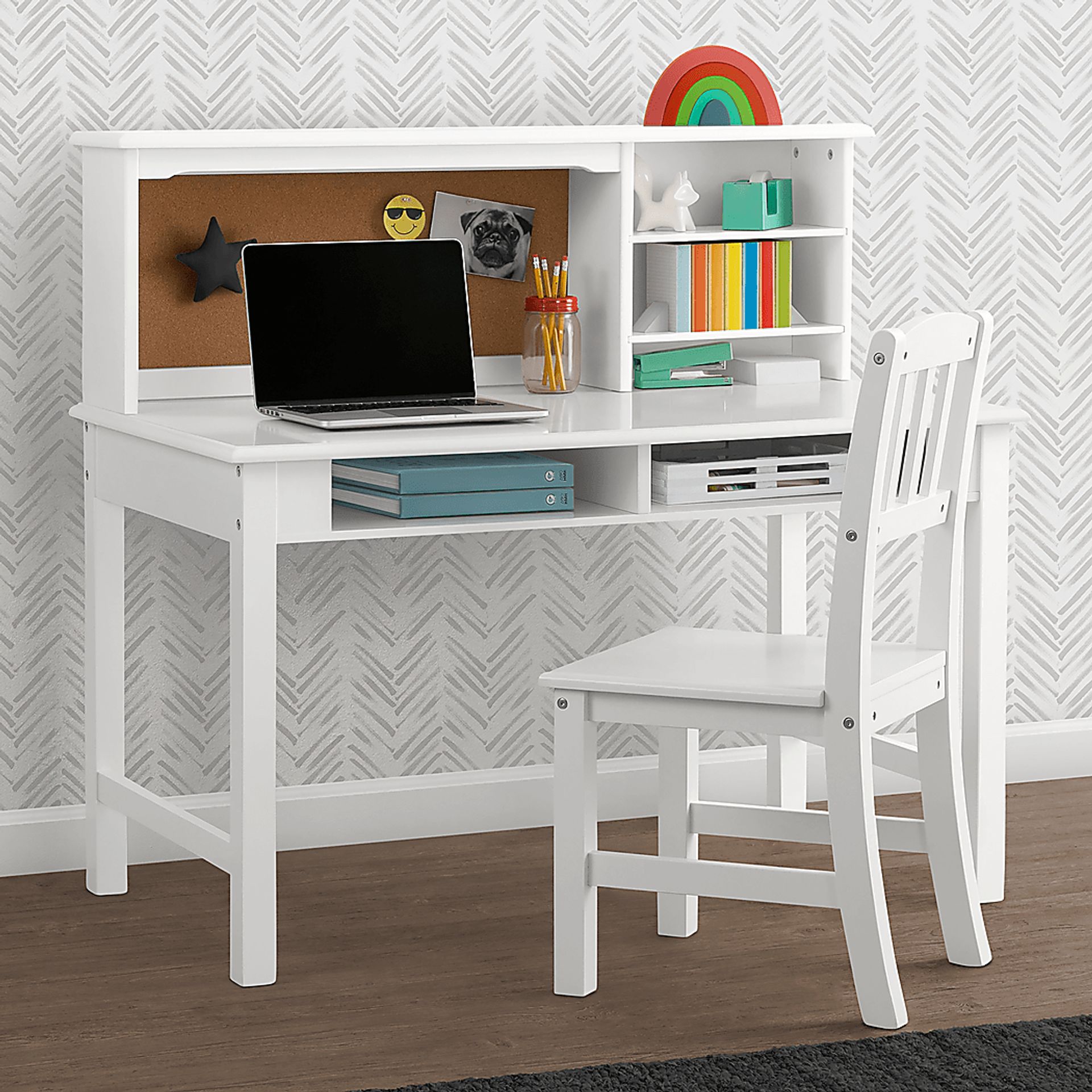 Kids Maldas White Desk and Chair Set - Image 2