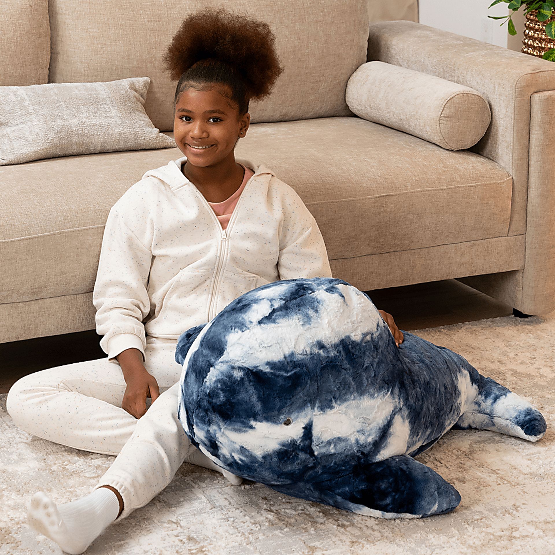 Kids Marina the Whale Tie-Dye Blue Bean Bag - Image 4