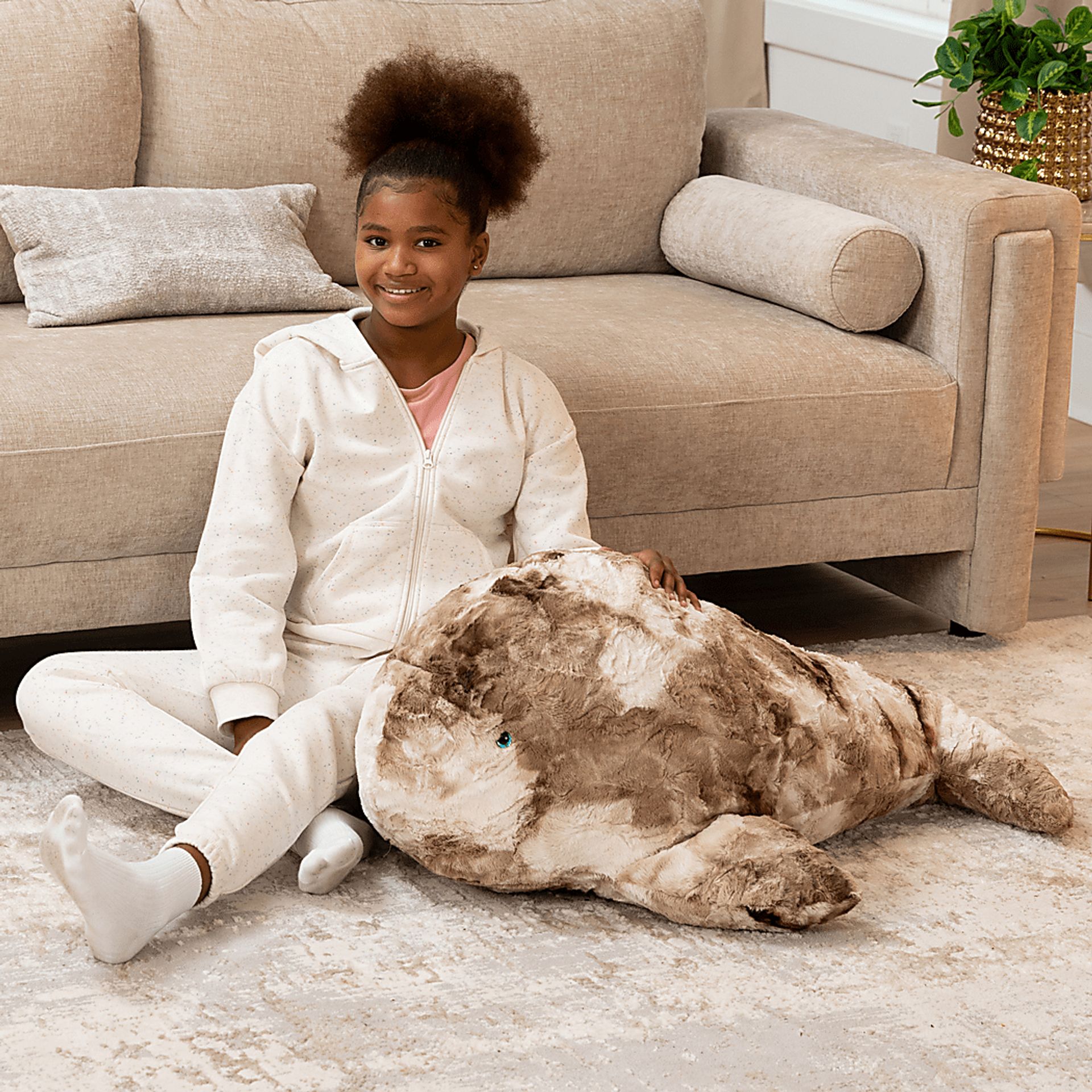 Kids Marina the Whale Tie-Dye Brown Bean Bag - Image 4