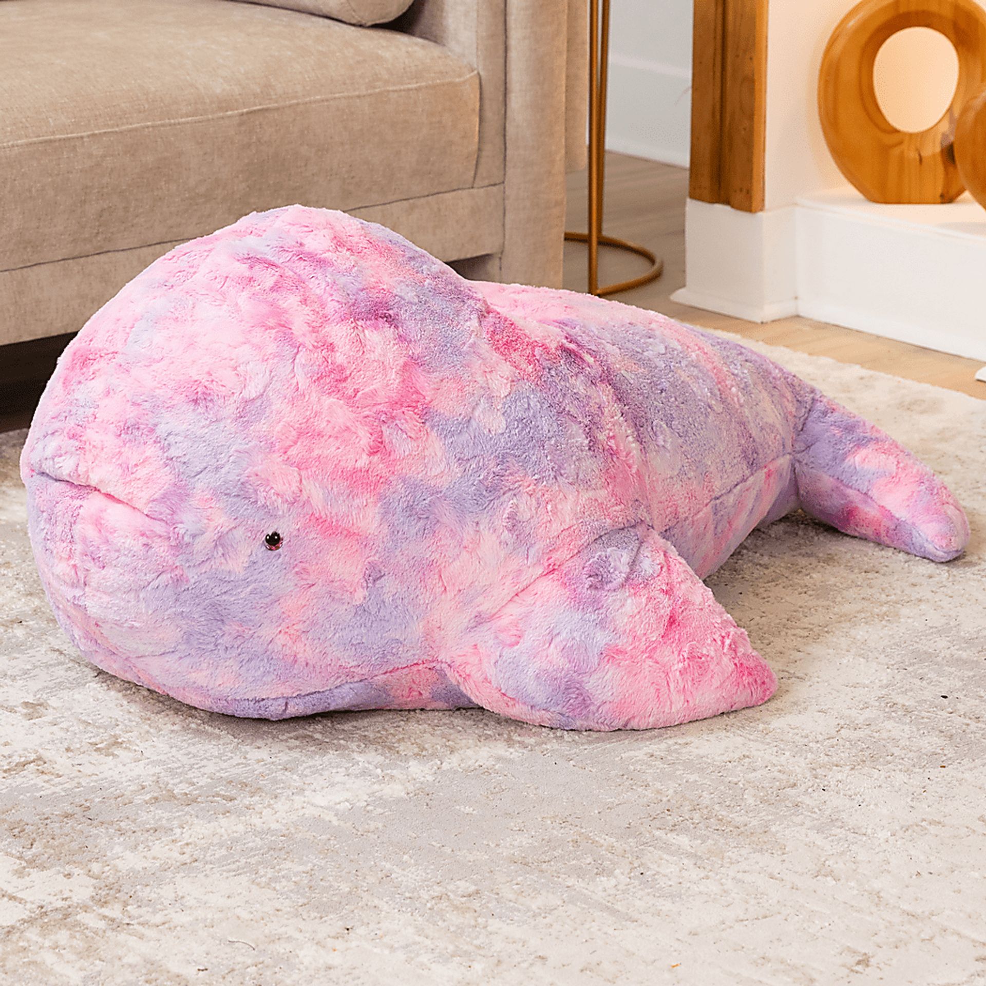 Kids Marina the Whale Tie-Dye Pink Bean Bag - Image 2