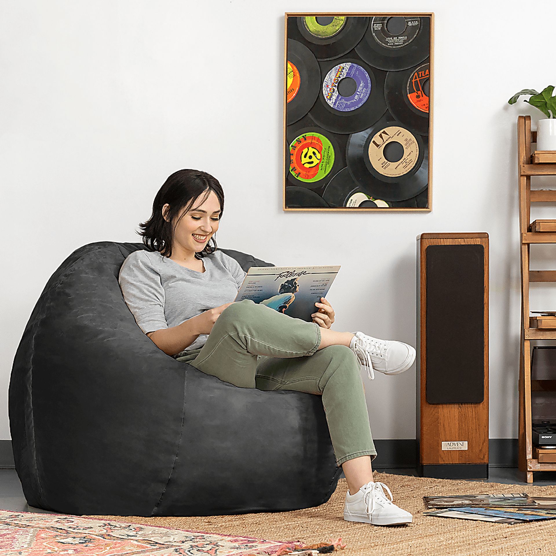 Kids Marshmellow Black Bean Bag Chair - Image 6