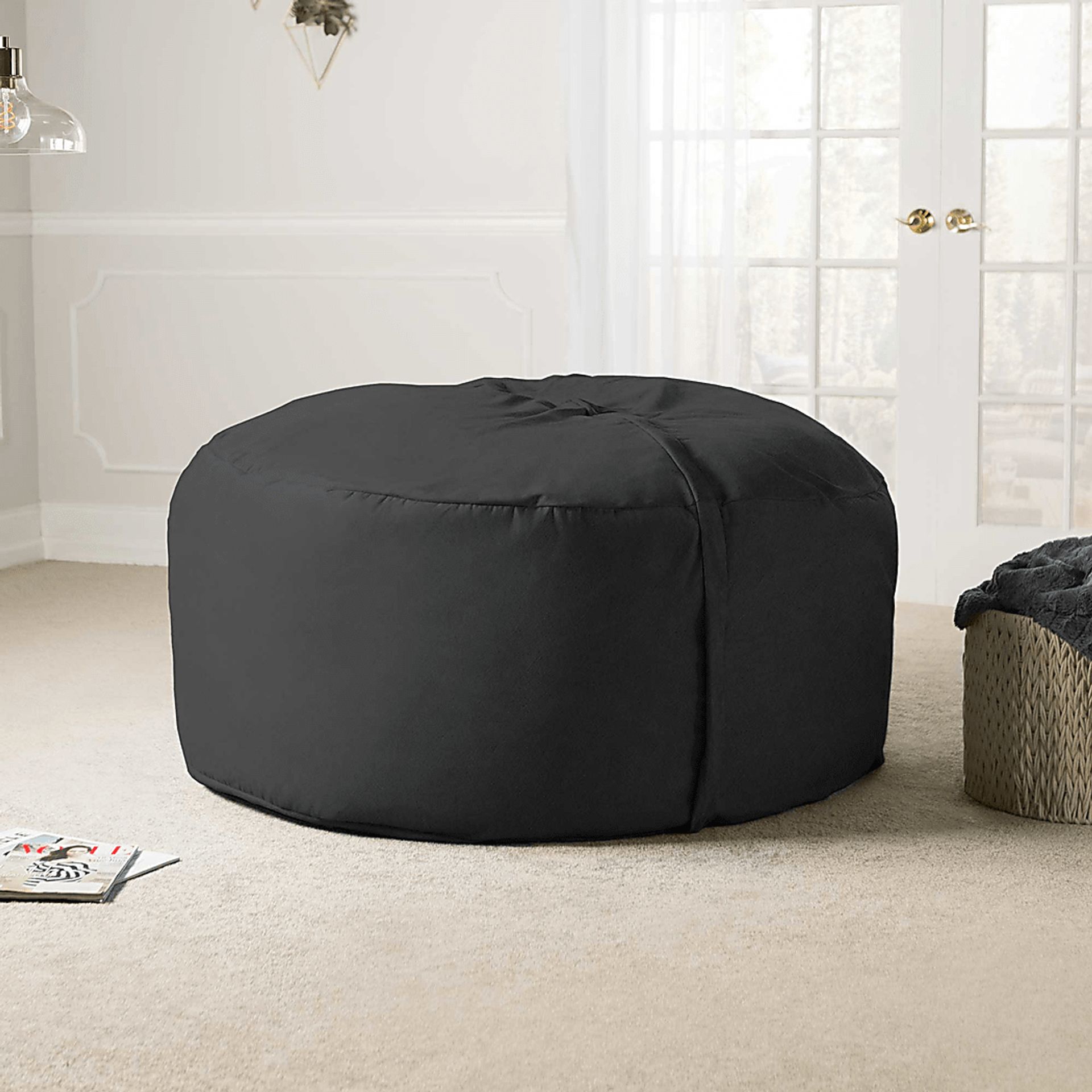 Marshmellow Black Polyester Fabric Bean Bag Rooms to Go