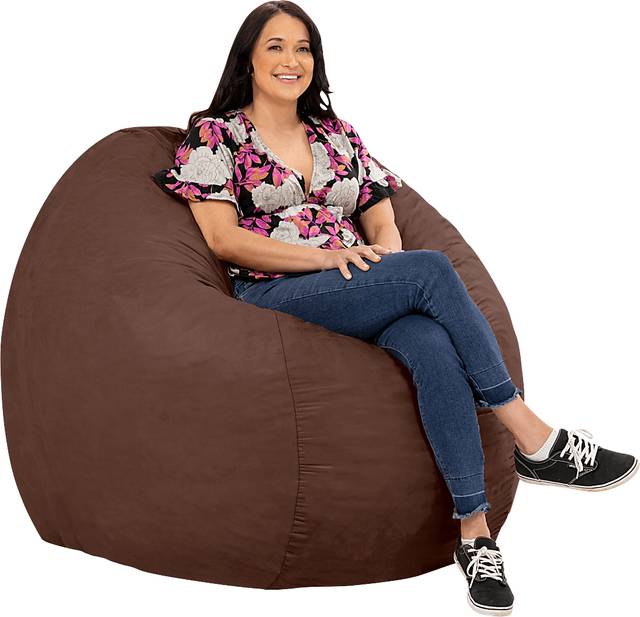 Kids Marshmellow Brown Large Bean Bag Chair - Thumbnail - Image 4