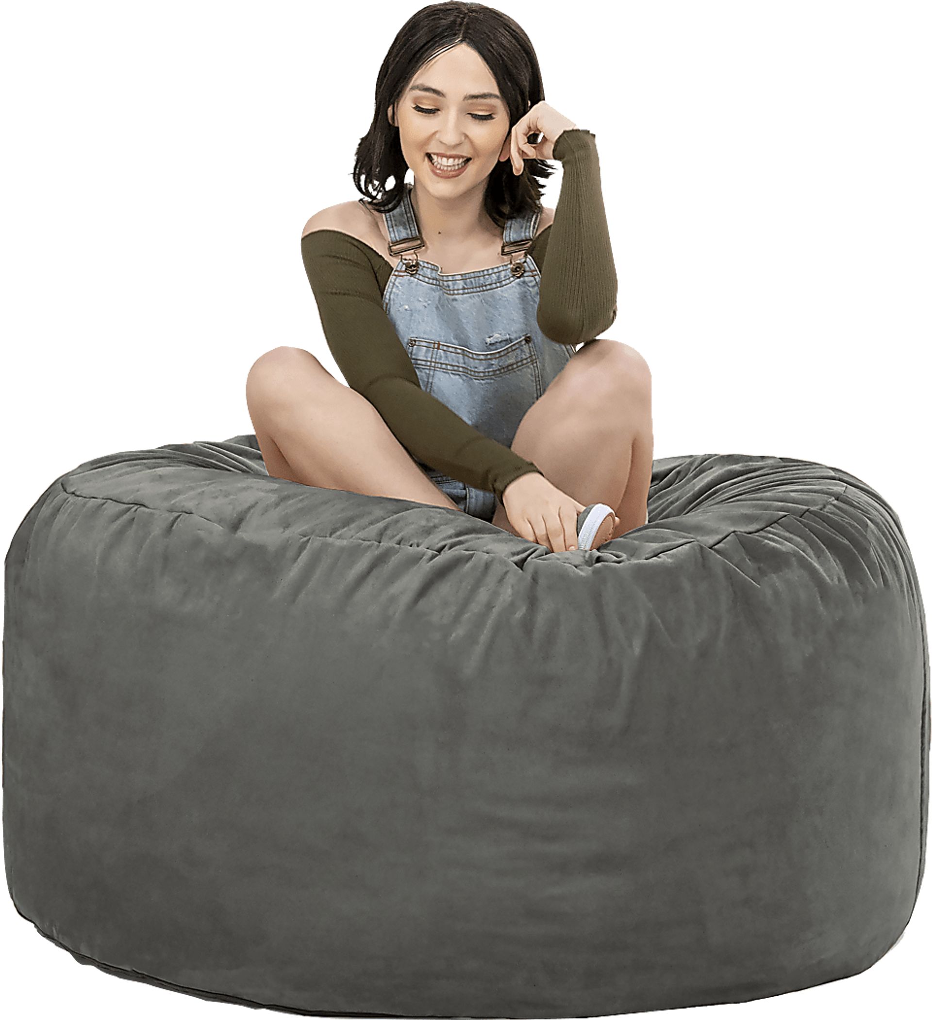 Kids Marshmellow Gray Bean Bag Chair - Image 6