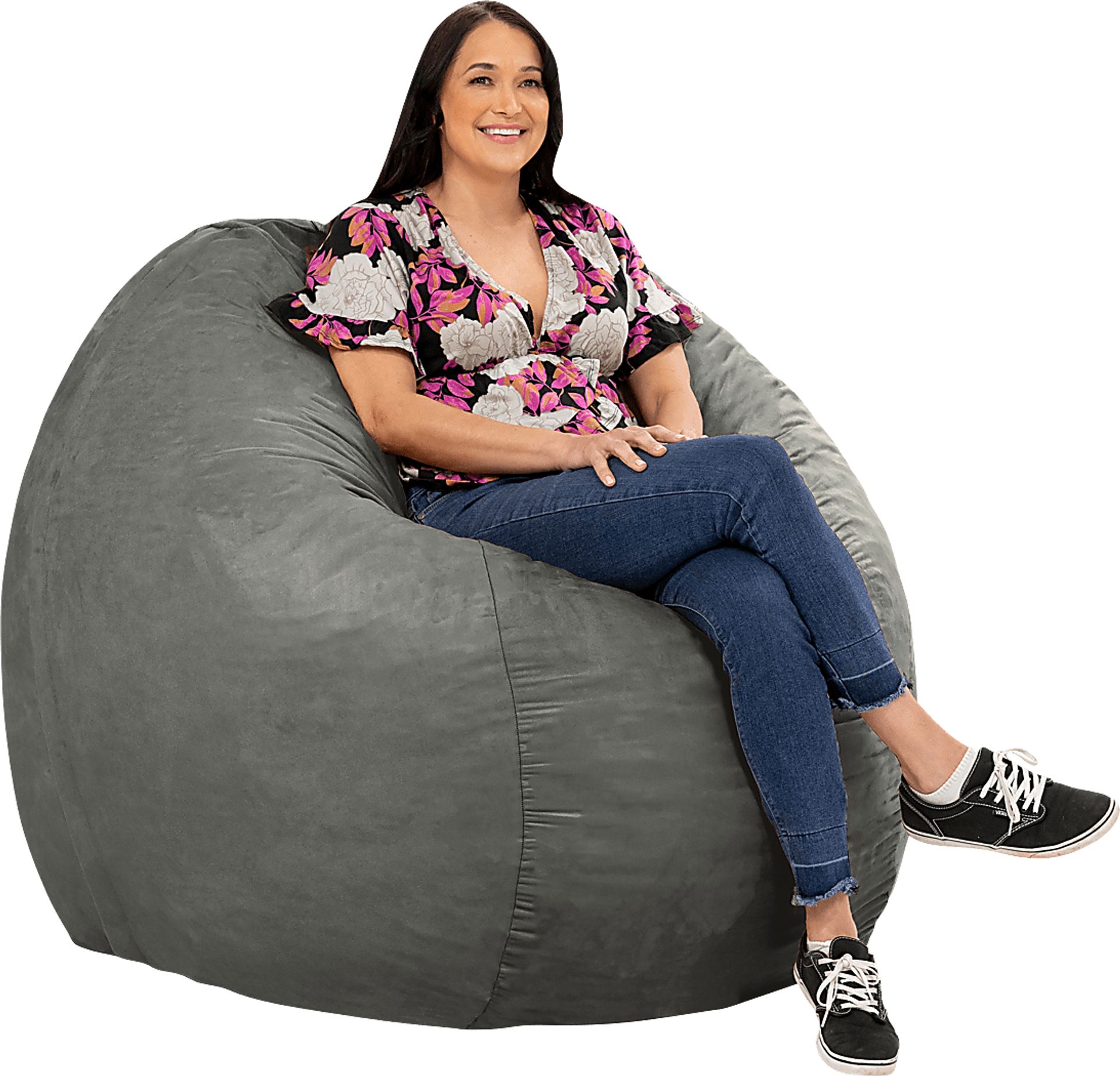 Kids Marshmellow Gray Large Bean Bag Chair - Image 4