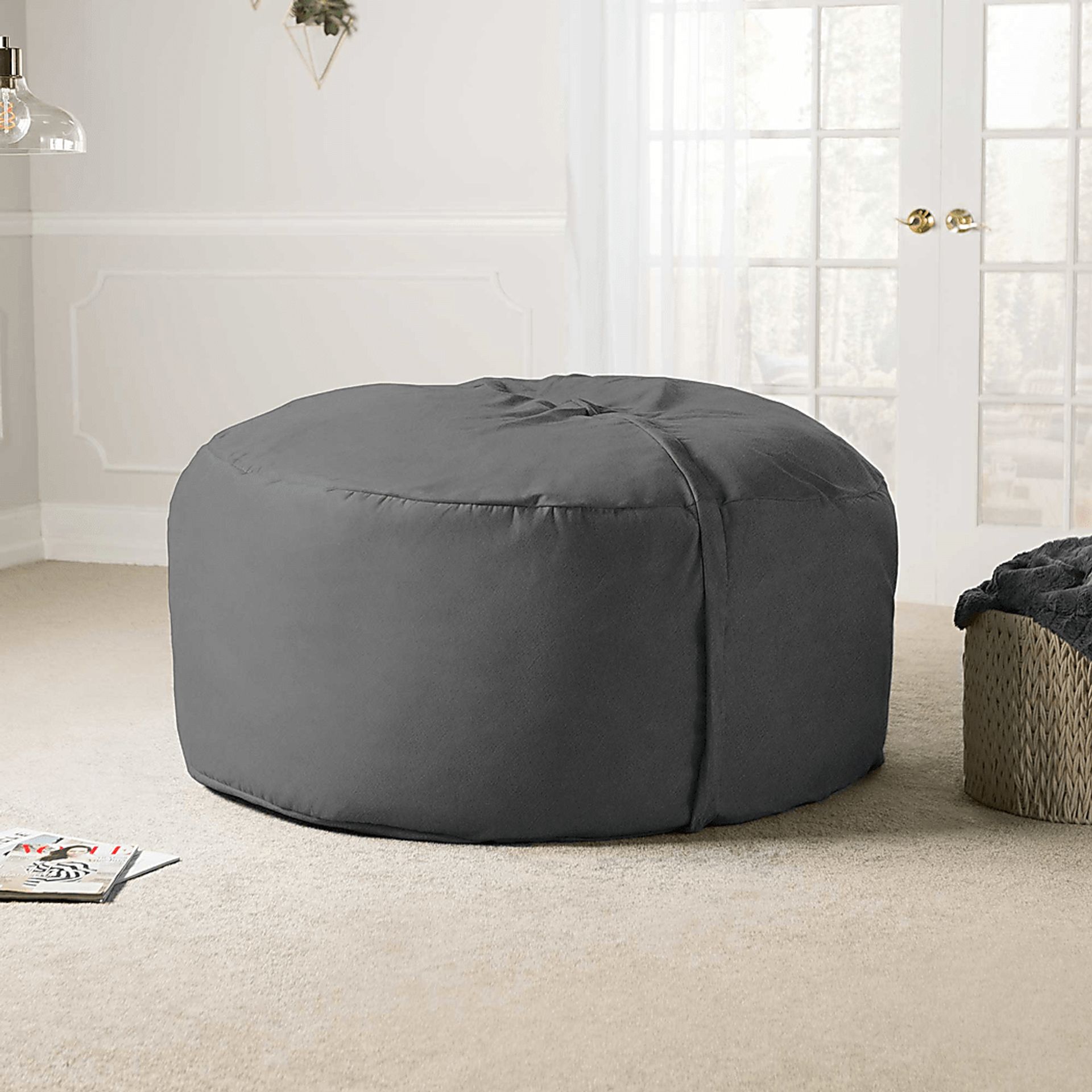 Kids Marshmellow Gray Large Bean Bag Chair - Image 5