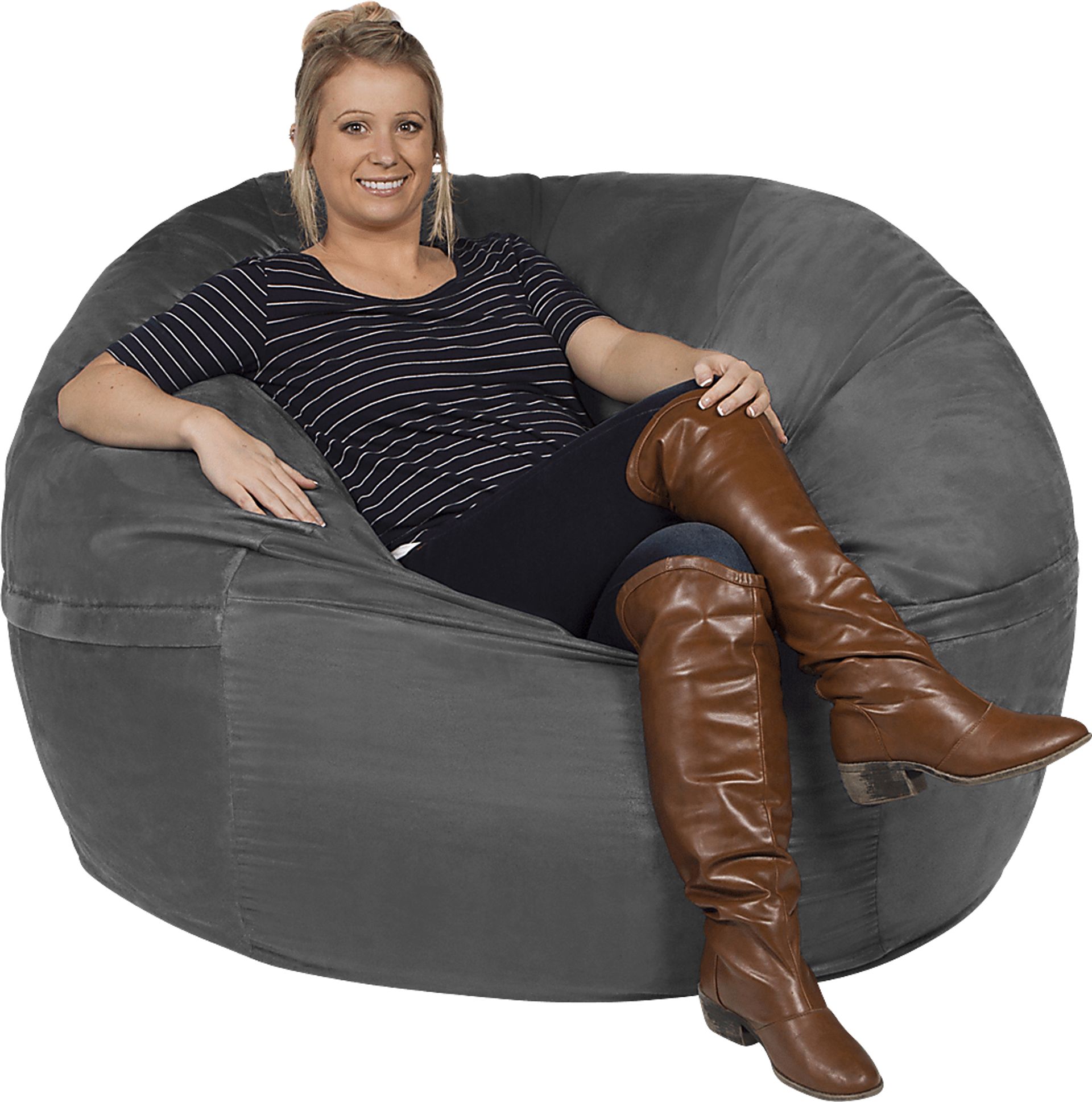 Kids Marshmellow Gray Large Bean Bag Chair - Image 1