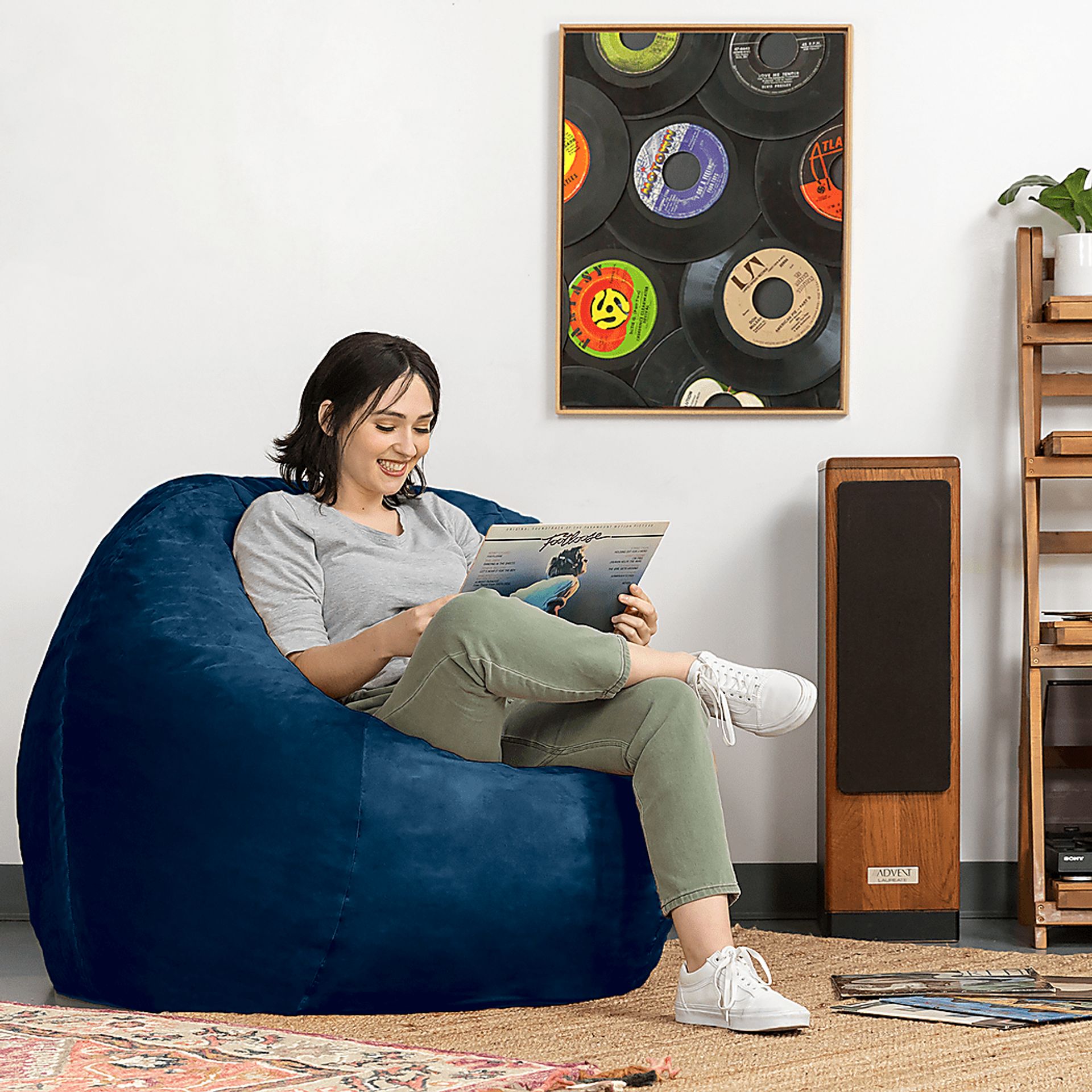 Kids Marshmellow Navy Bean Bag Chair - Image 6