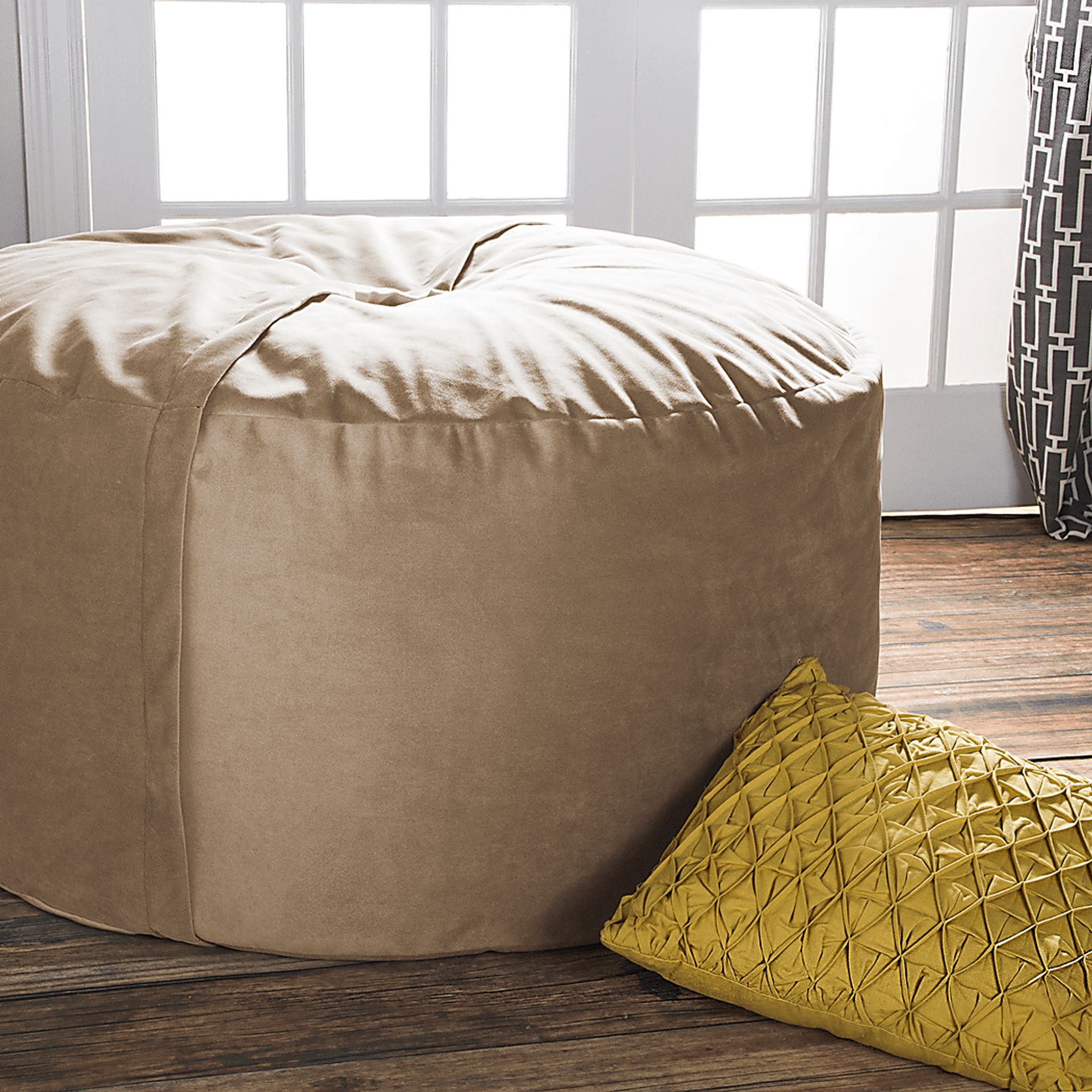 Kids Marshmellow Tan Bean Bag Chair - Image 2