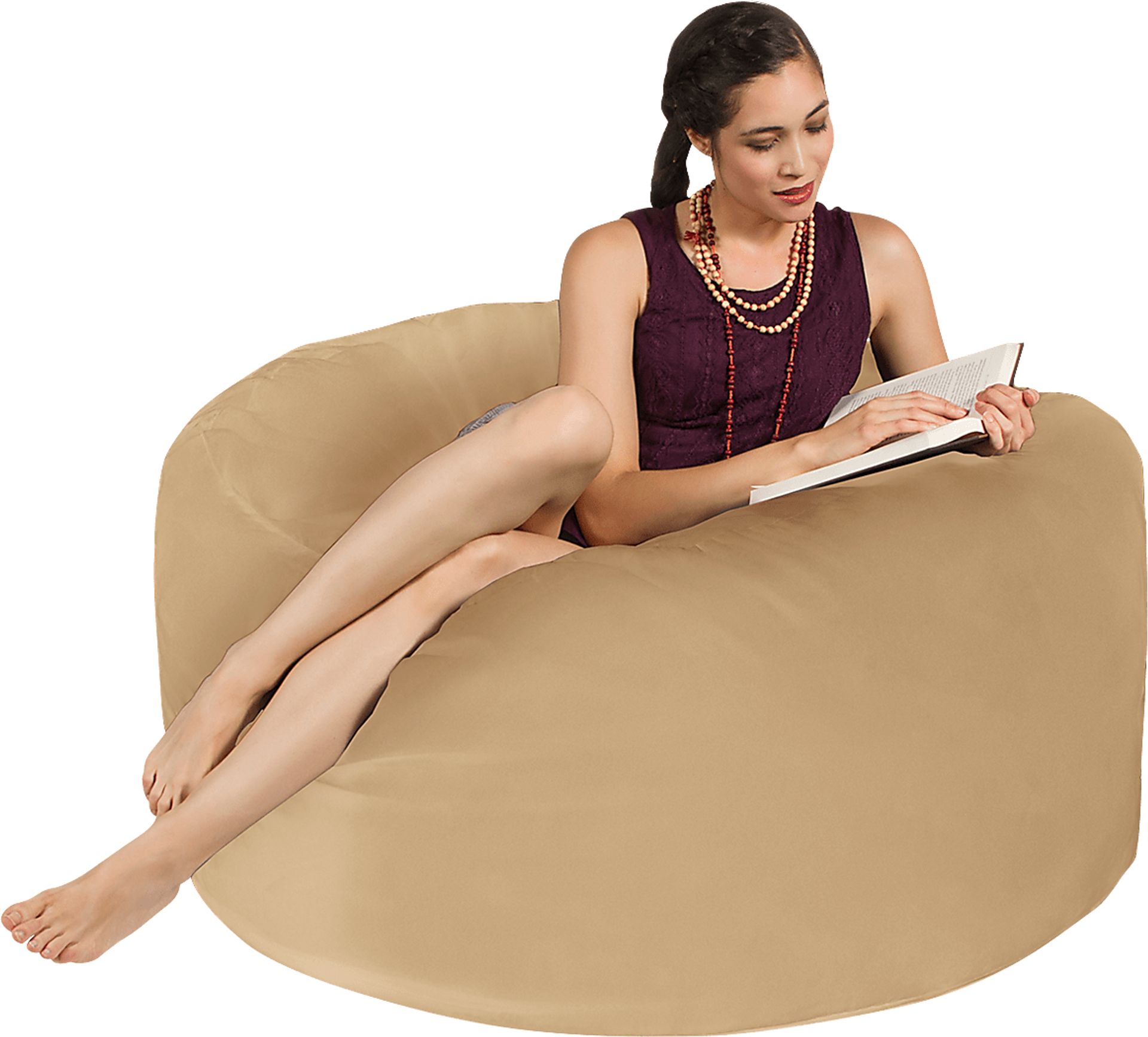Kids Marshmellow Tan Bean Bag Chair - Image 3