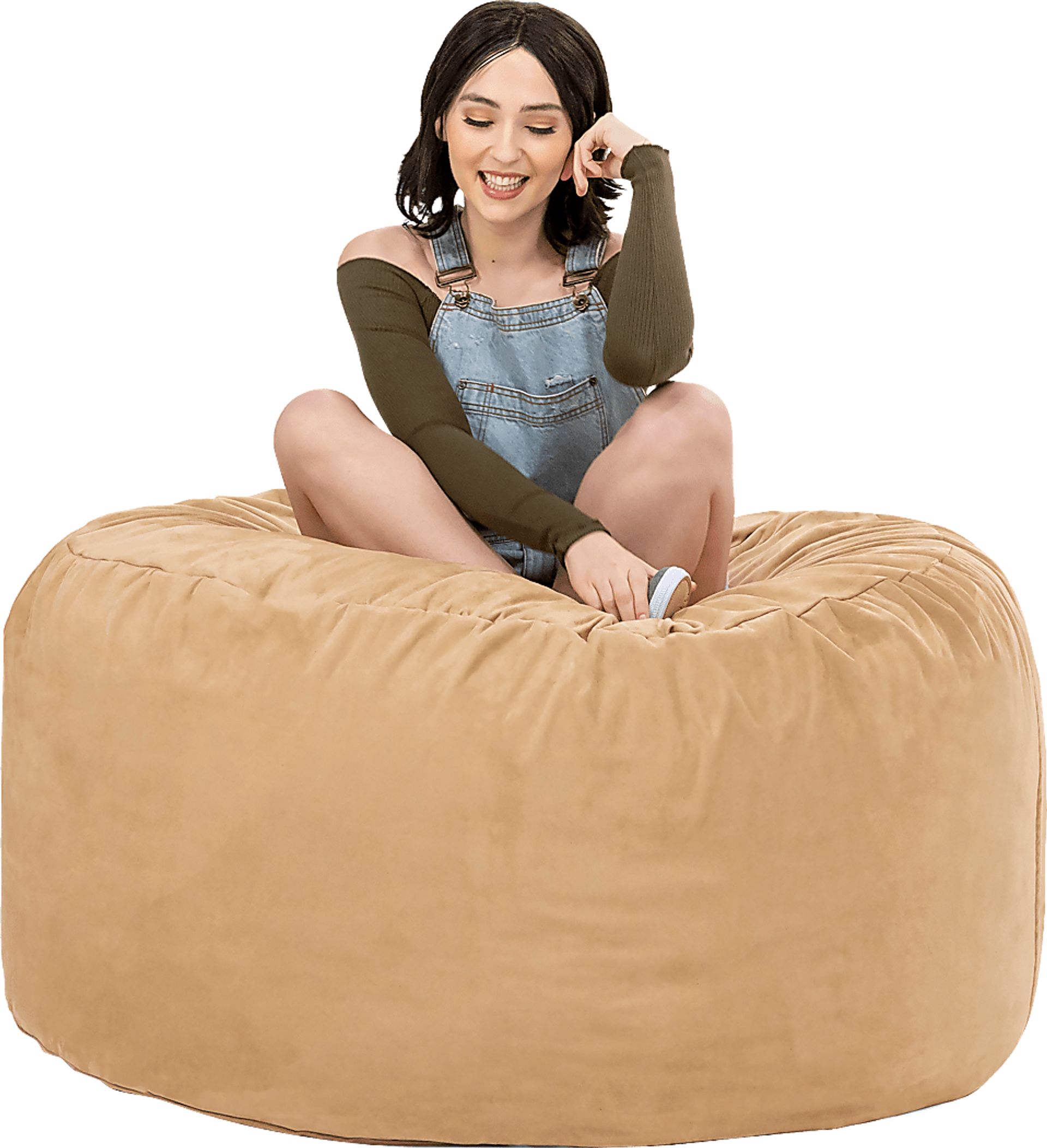 Kids Marshmellow Tan Bean Bag Chair - Image 5