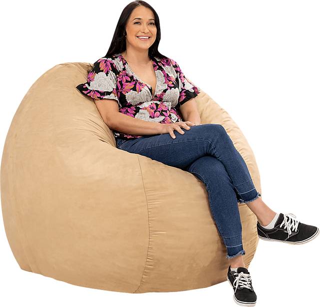 Kids Marshmellow Tan Large Bean Bag Chair - Thumbnail - Image 4