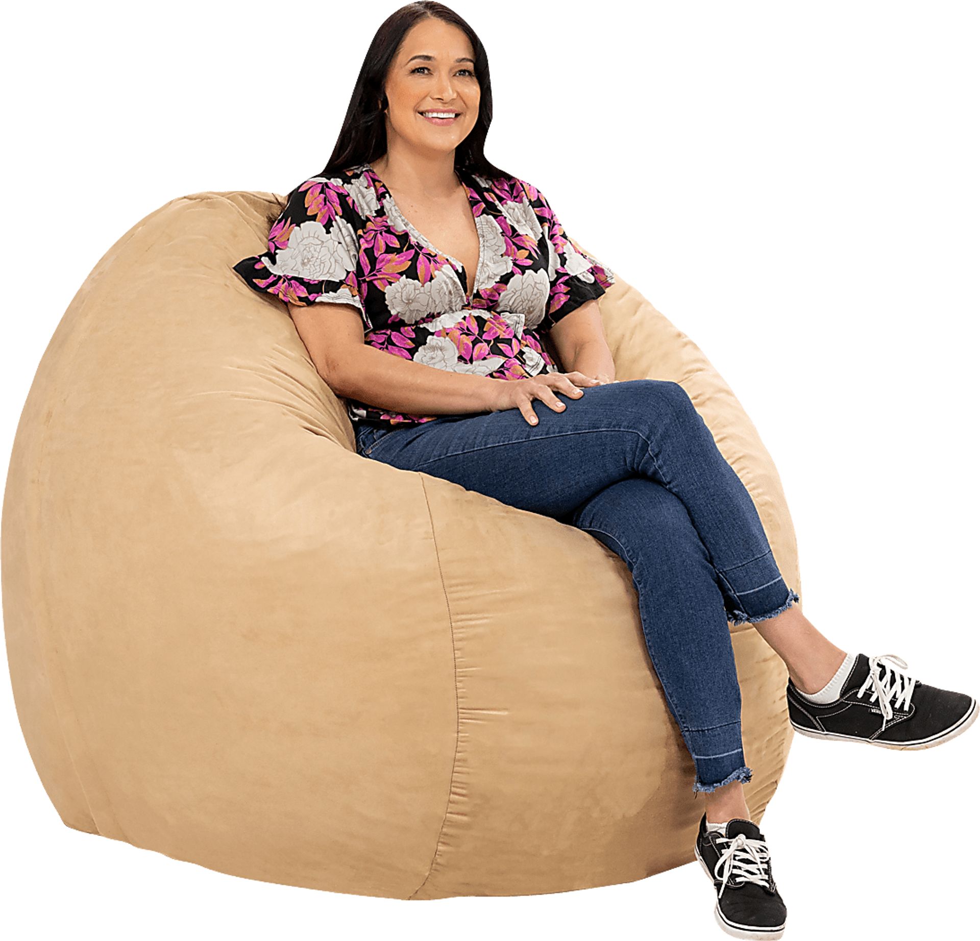 Kids Marshmellow Tan Large Bean Bag Chair - Image 4