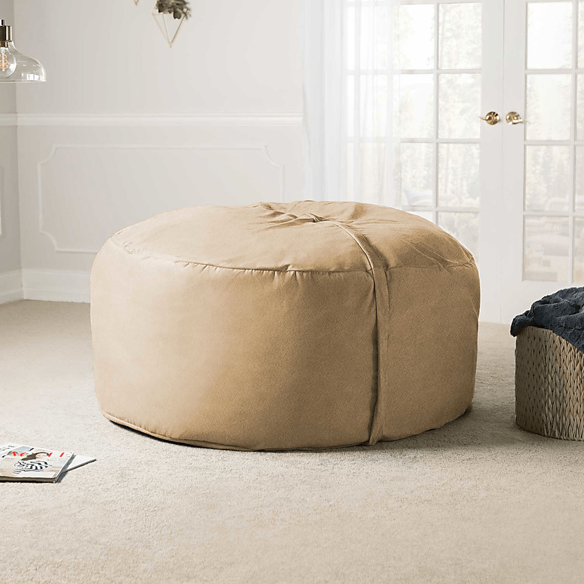 Kids Marshmellow Tan Large Bean Bag Chair - Image 5