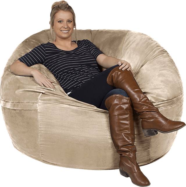 Kids Marshmellow Tan Large Bean Bag Chair - Thumbnail - Image 1