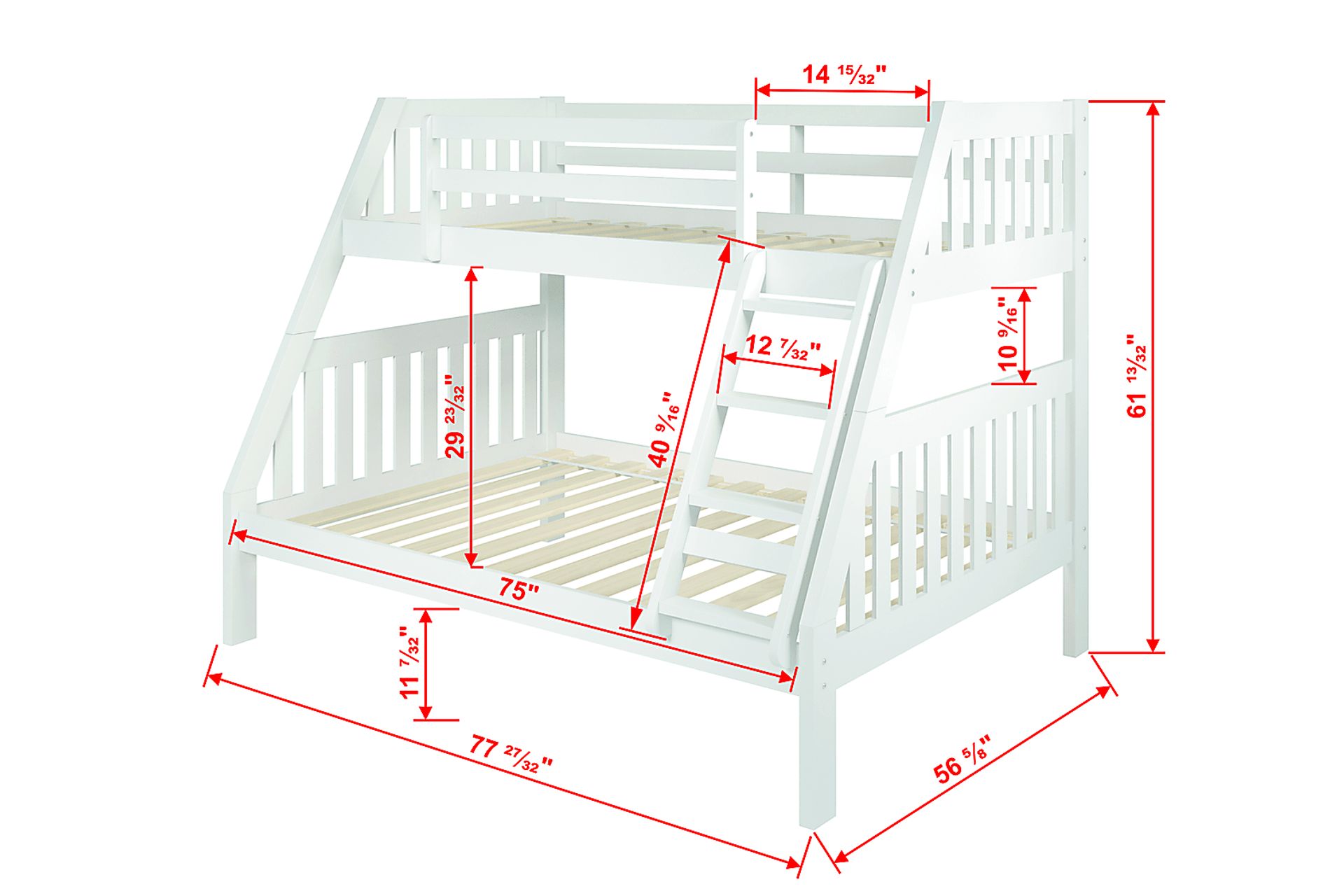 Kids Matej II White Twin/Full Bunk Bed with Trundle - Image 4