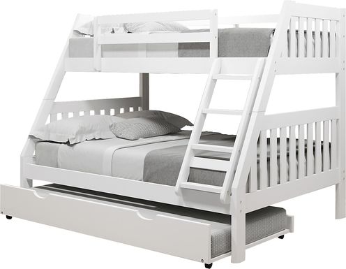 Kids Matej II White Twin/Full Bunk Bed with Trundle