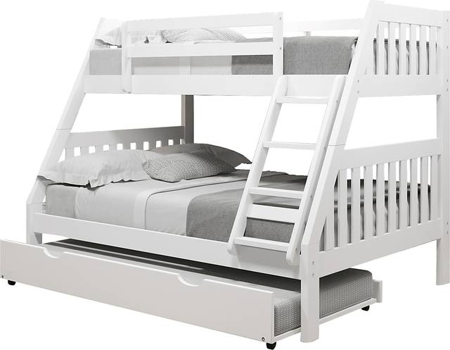 Kids Matej II White Twin/Full Bunk Bed with Trundle - Thumbnail - Image 1