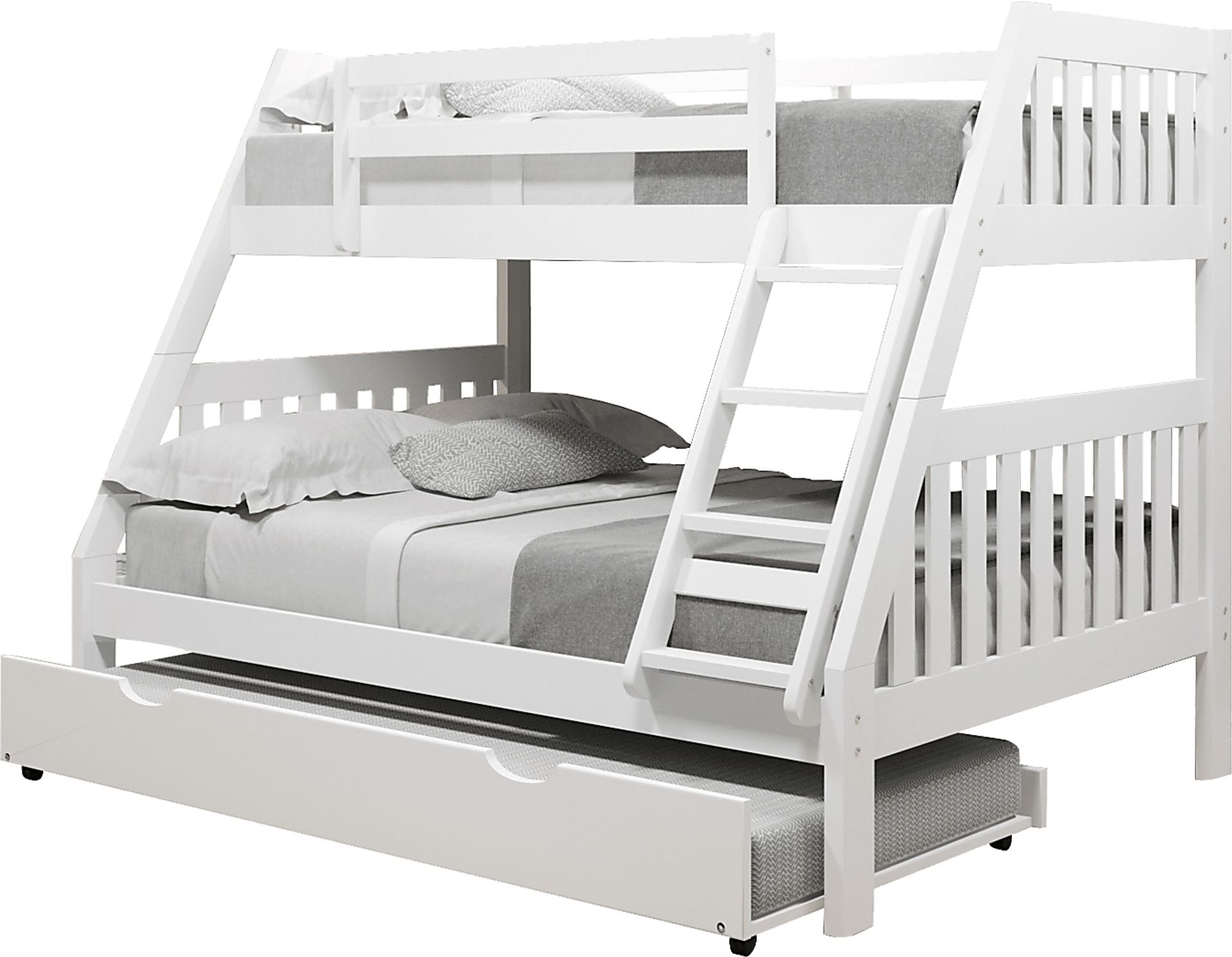 Kids Matej II White Twin/Full Bunk Bed with Trundle - Image 1