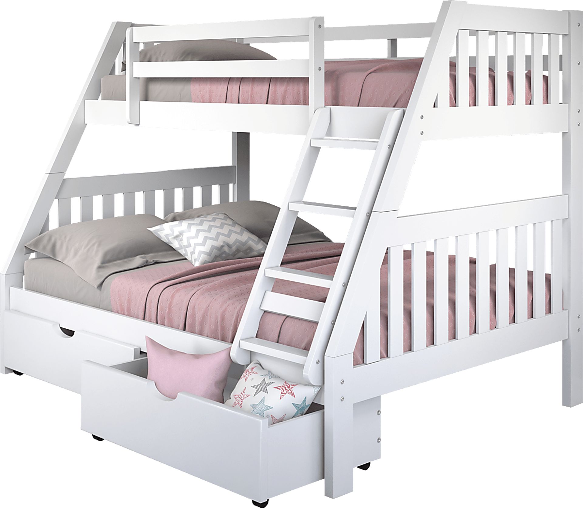 Kids Matej III White Twin/Full Bunk Bed with Drawers - Image 1