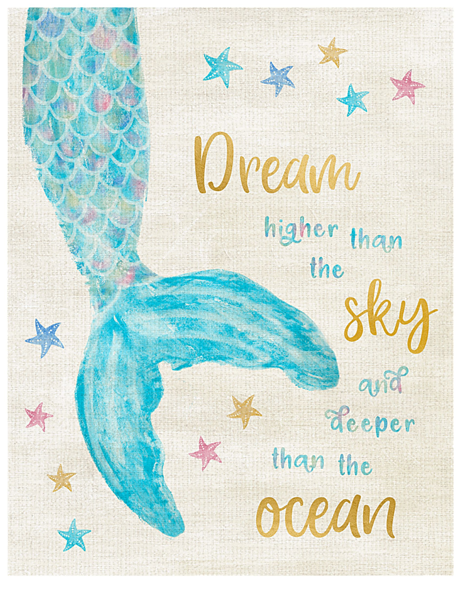 Kids Mermaid Dreams I Blue Artwork - Image 1
