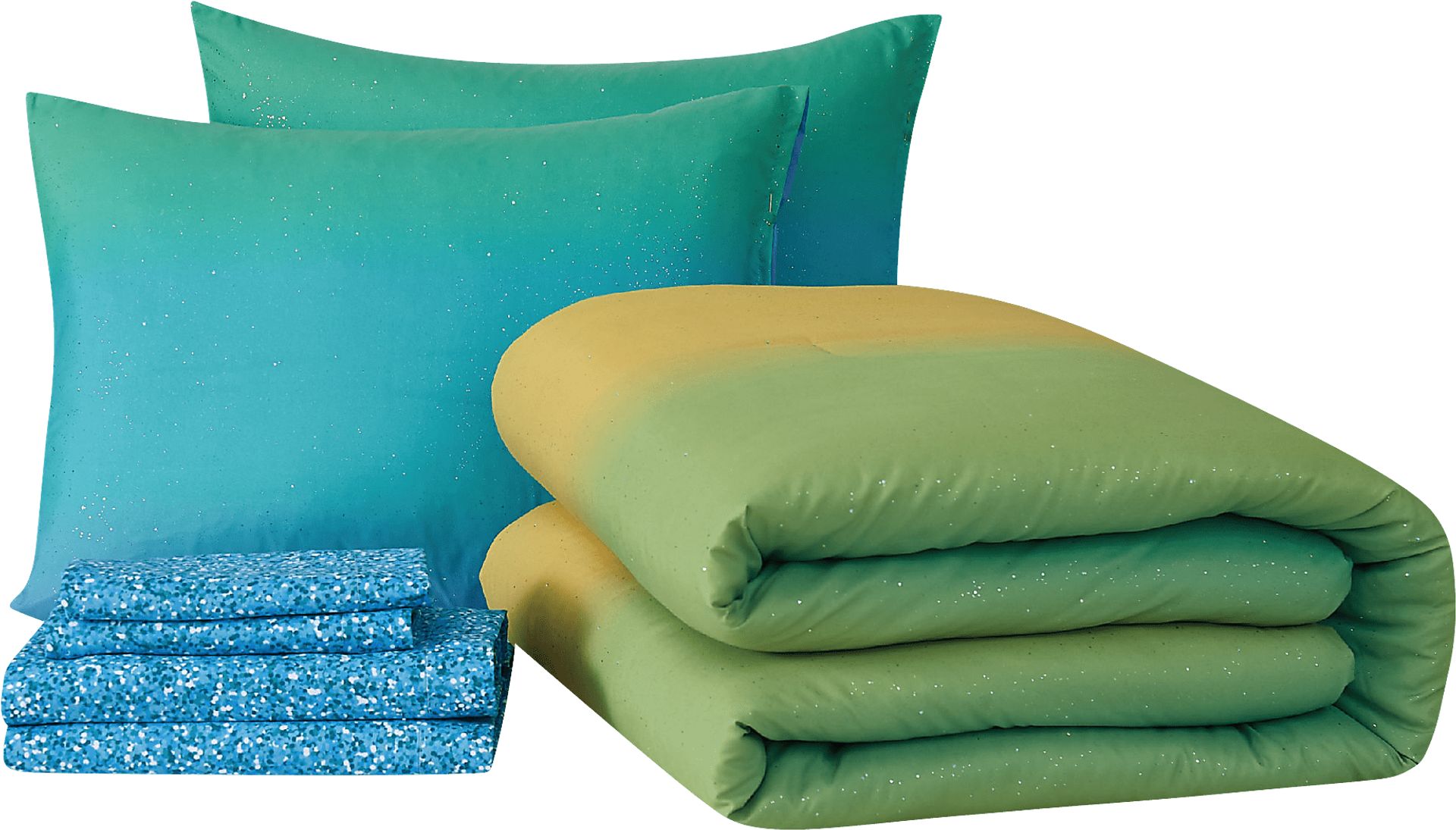 Kids Mermaid Glitter Purple 5 Pc Twin Comforter Set - Image 2