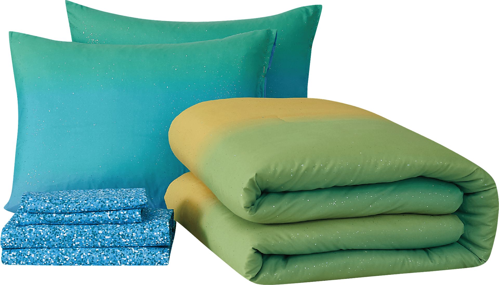 Kids Mermaid Glitter Purple 7 Pc Full Comforter Set - Image 2
