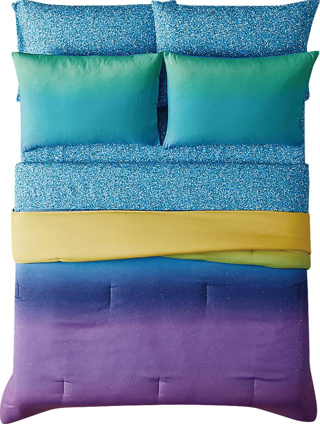 Kids Mermaid Glitter Purple 7 Pc Full Comforter Set - Thumbnail - Image 1