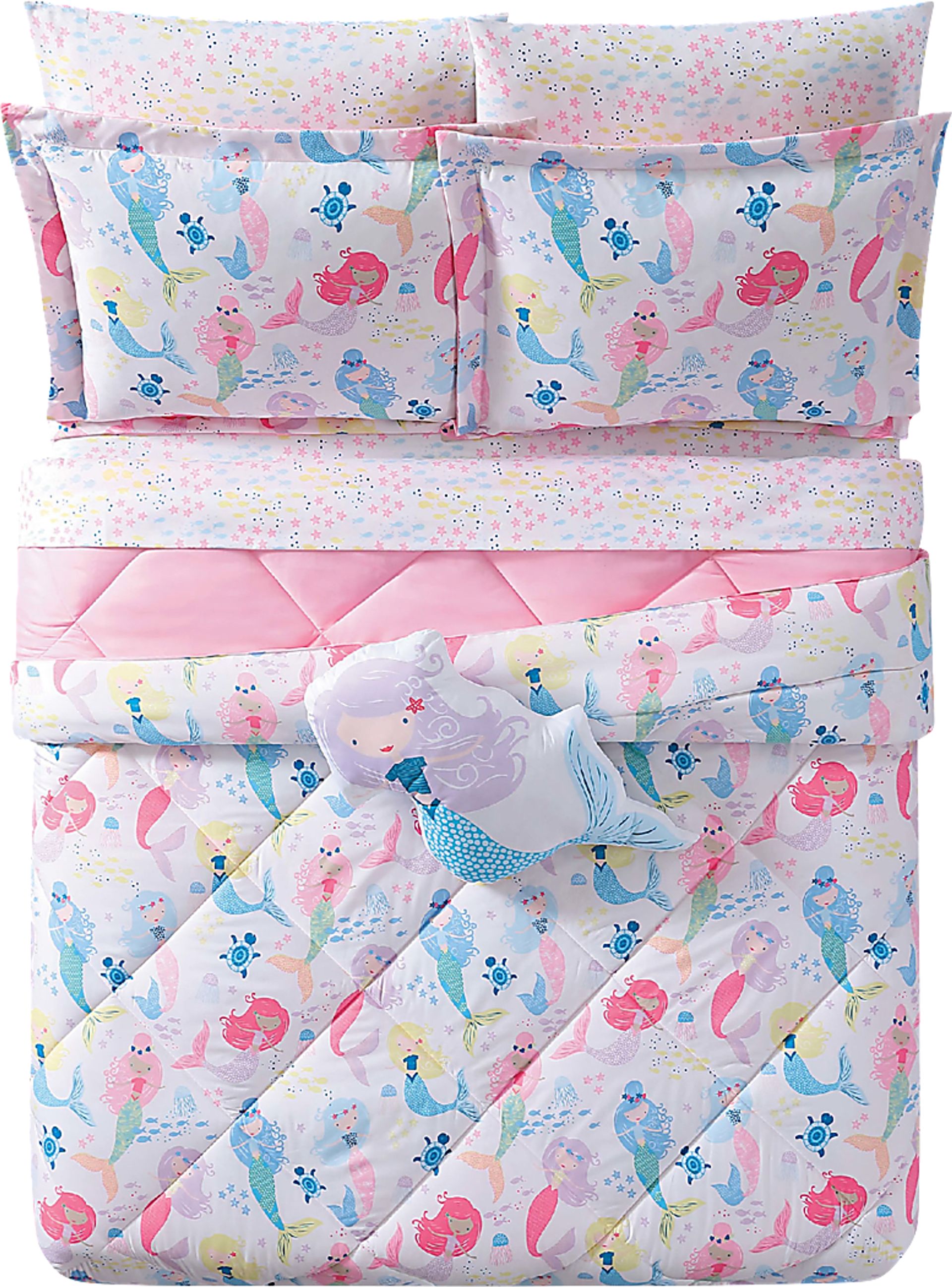 Kids Mermaid Song White 3 Pc Full/Queen Comforter Set - Image 4