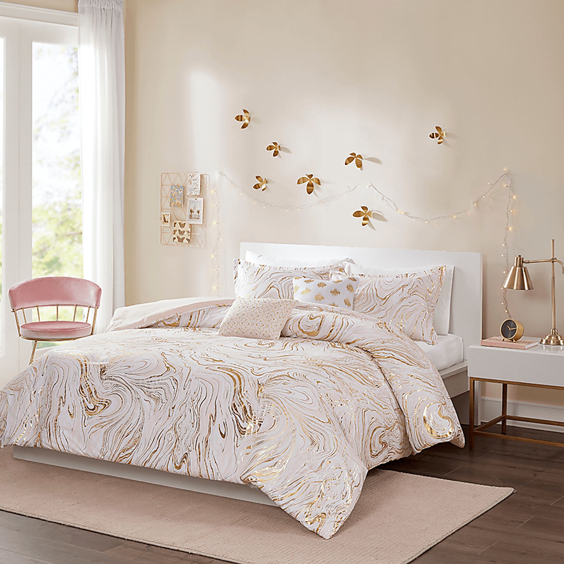 Kids Metallic Swirl Blush 4 Pc Twin XL Comforter Set - Image 11