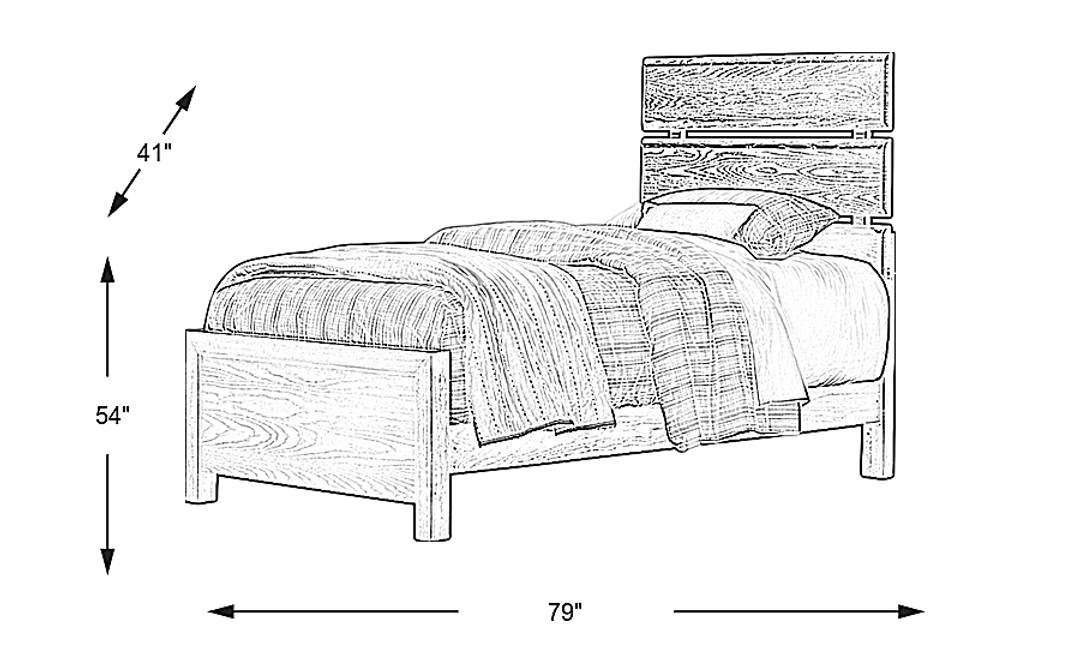 Kids Midcity Loft Carbon 3 Pc Twin Slat Bed