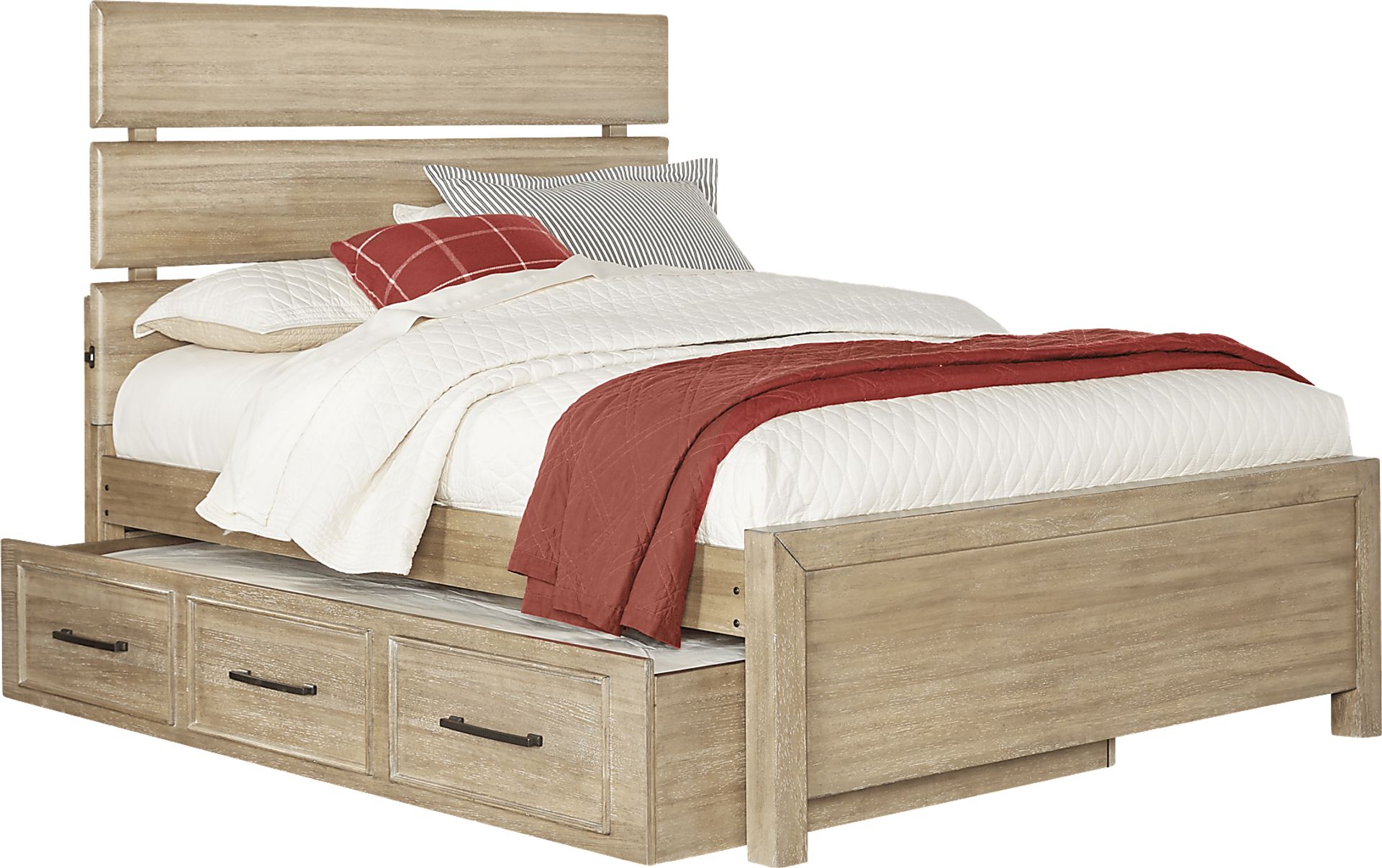 Kids Midcity Loft Sandstone 4 Pc Full Slat Bed with Twin Storage Trundle - Image 1